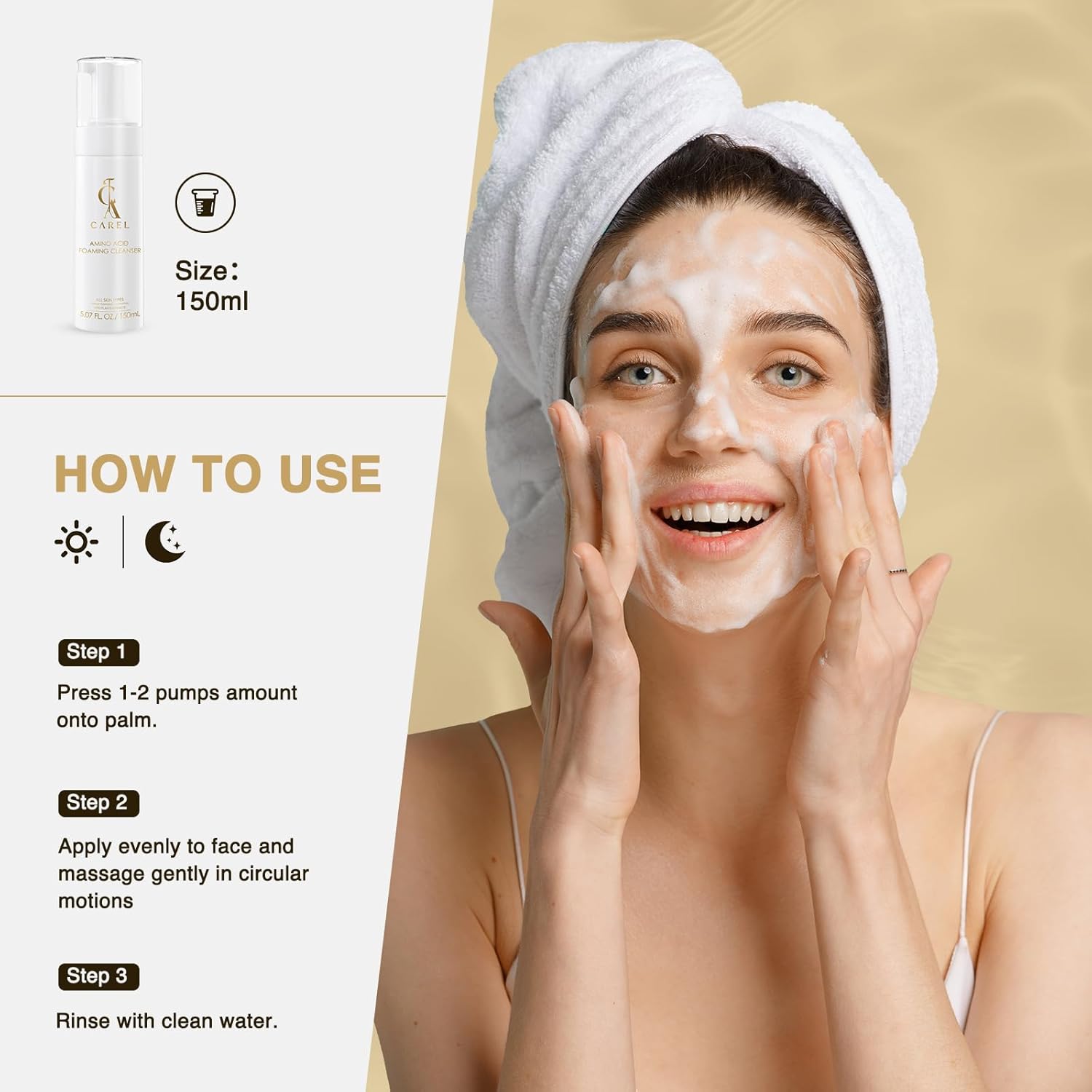 Face Cleanser Amino Acid Foaming Cleanser - Gentle Facial Cleansing Foam for All Skin Types