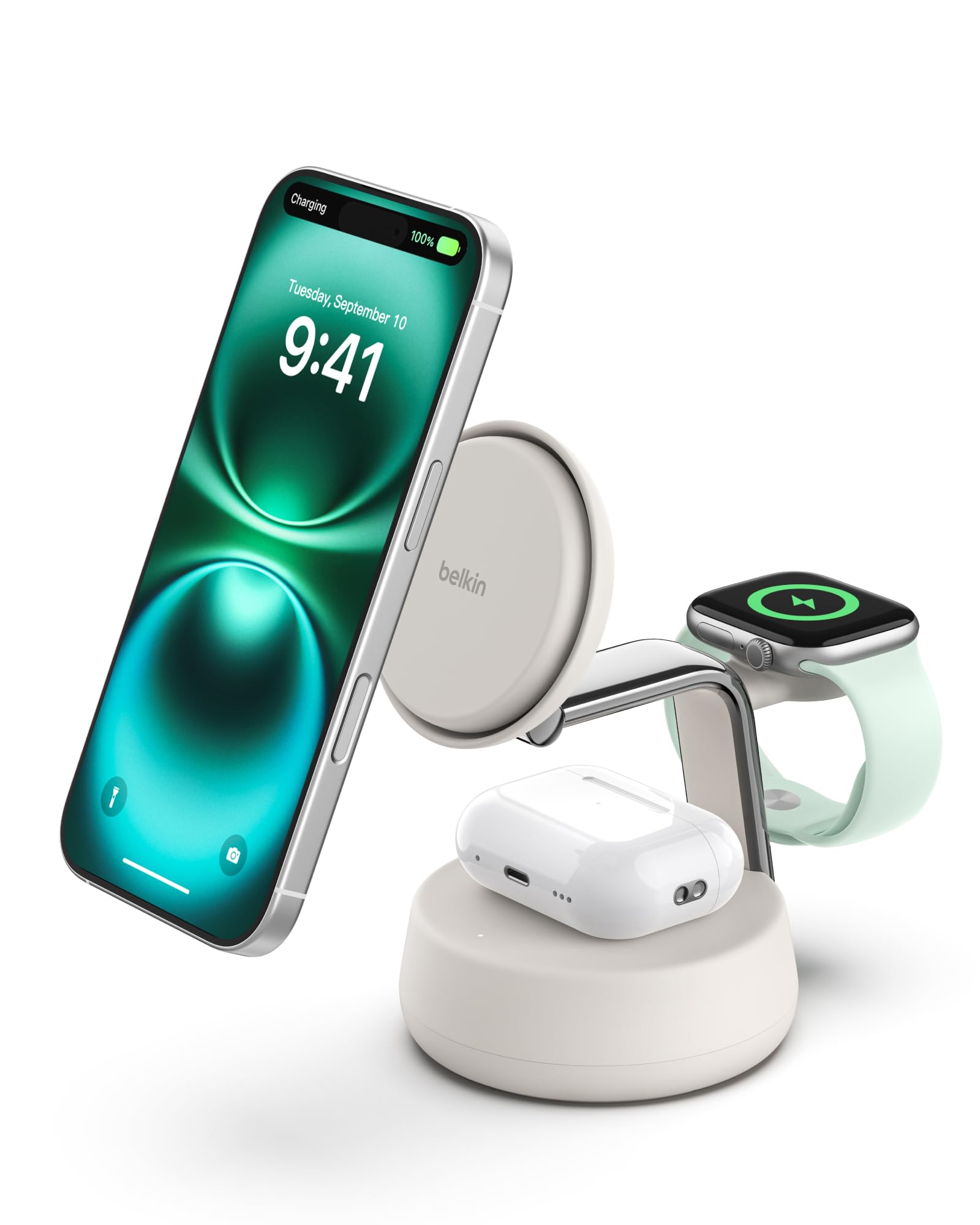 25W Fast Wireless Charger Stand for Apple MagSafe Charger, 3 in 1 Charging Station with TEC Cooling, Magnetic Wireless Charger for iPhone17/16/15/14/13/12, Apple Watch, AirPods, Gifts for Men