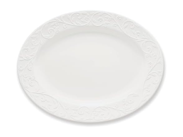 Lenox Opal Innocence Carved Large Oval Platter -,White