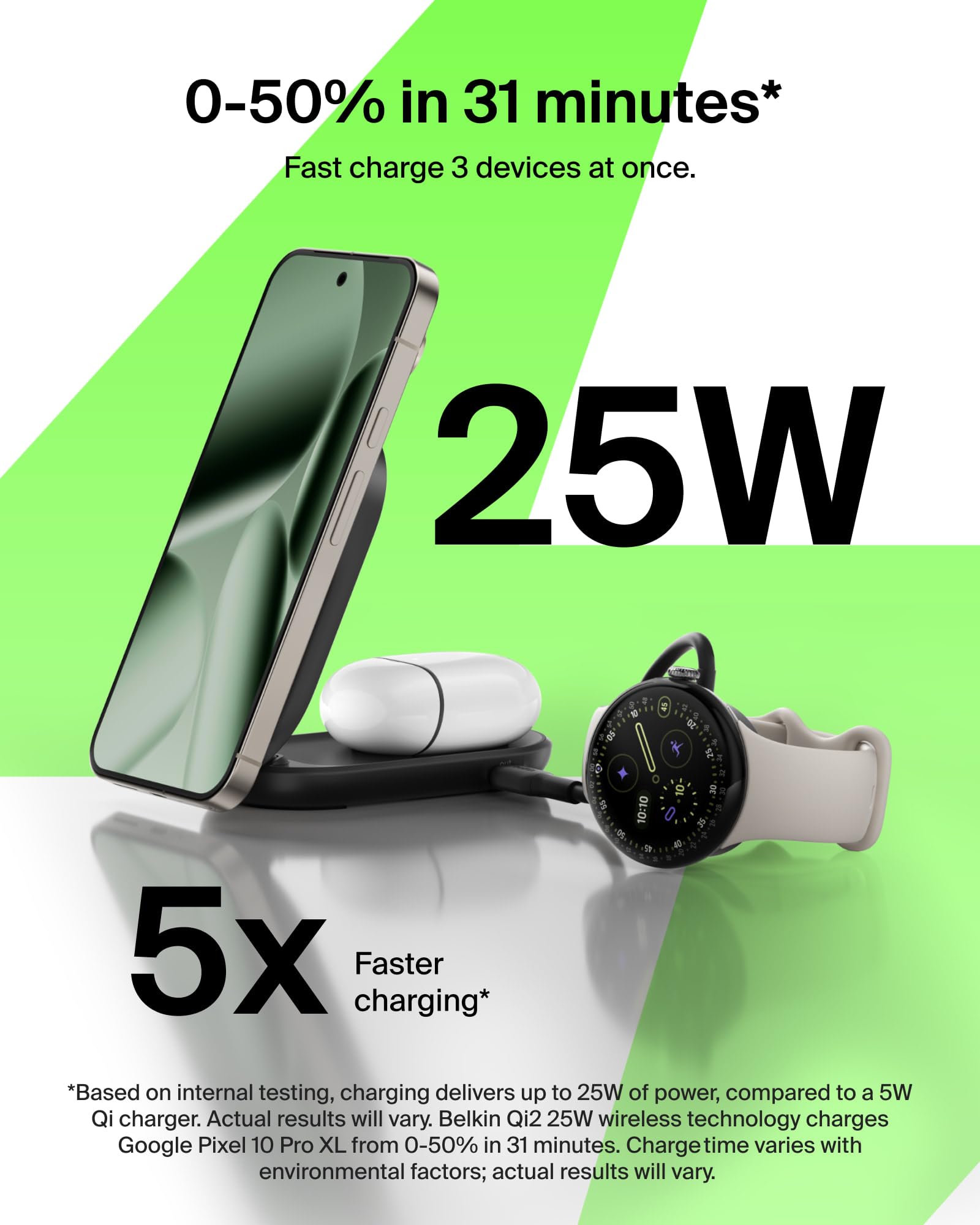 25W Fast Wireless Charger Stand for Apple MagSafe Charger, 3 in 1 Charging Station with TEC Cooling, Magnetic Wireless Charger for iPhone17/16/15/14/13/12, Apple Watch, AirPods, Gifts for Men