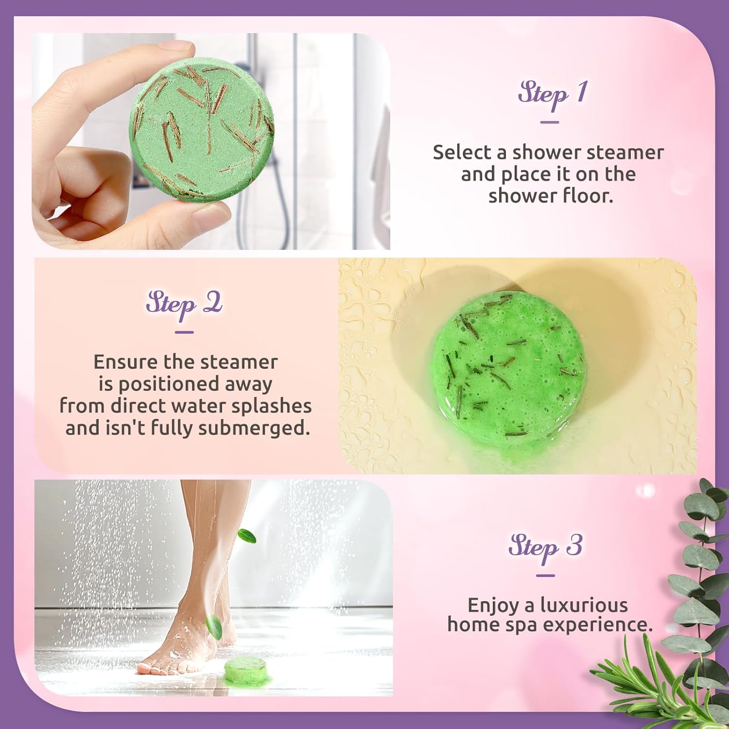 Shower Steamers Aromatherapy-8 Pack Shower Bombs with Essential Oils, Mothers Day Gifts for Mom Wife, Birthday Gifts for Women Self Care Relaxation Home SPA Teacher Appreciation Gift (Purple)