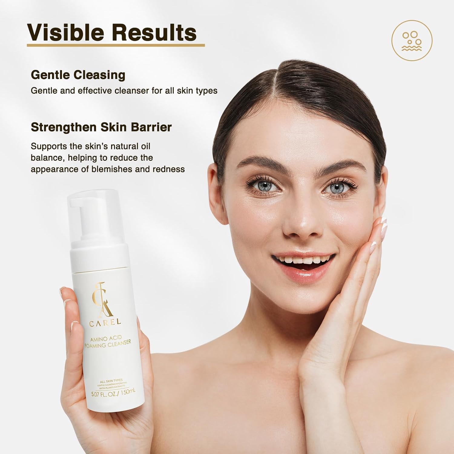 Face Cleanser Amino Acid Foaming Cleanser - Gentle Facial Cleansing Foam for All Skin Types