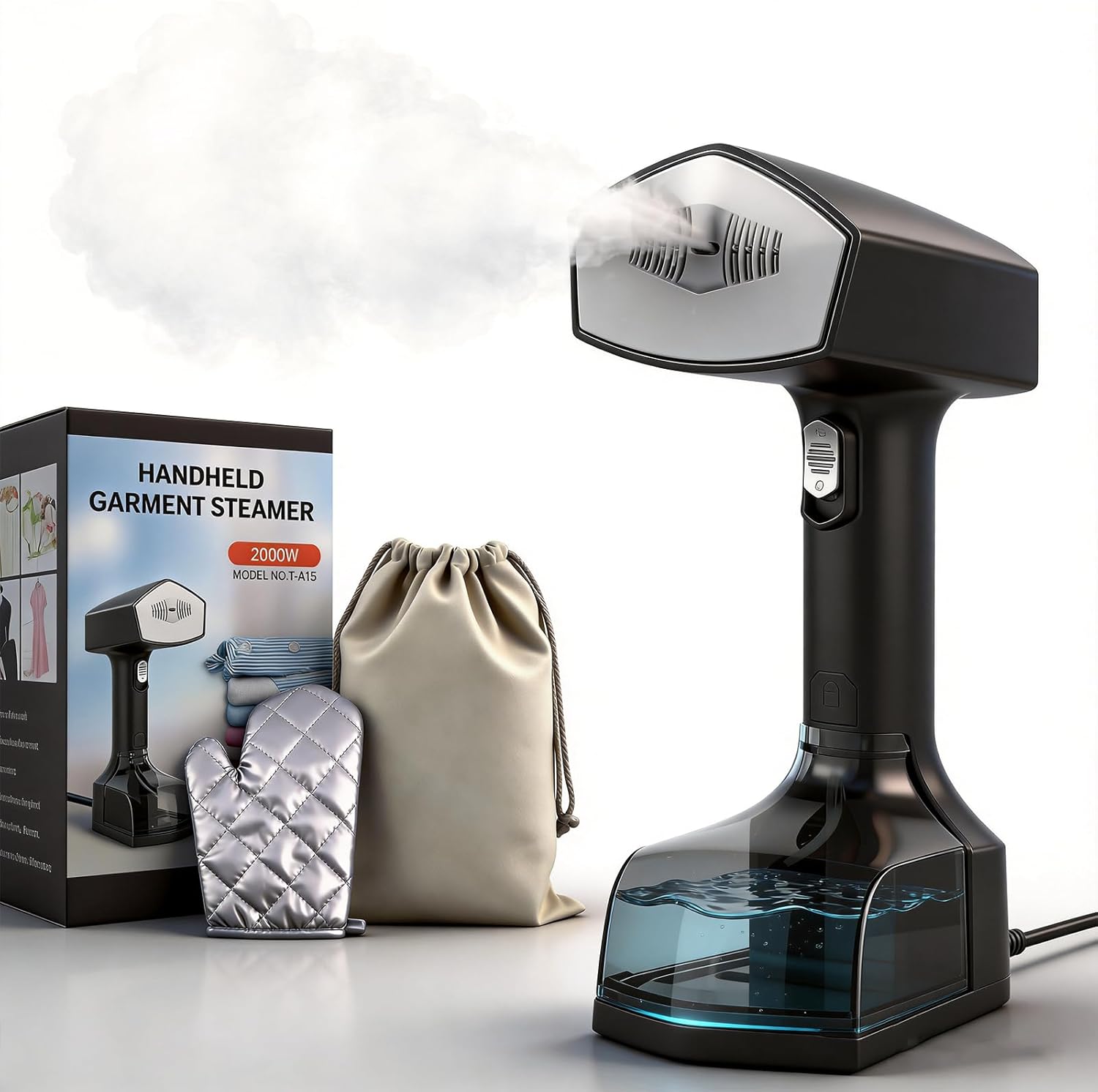 2000W Powerful Handheld Steamer for Clothes, 10-Second Heat-Up, 40g/min Steaming, 350ml Tank, 3 Adjustable Settings &amp; Leak-Proof Design, Portable Garment Steamer for Travel and Home Use