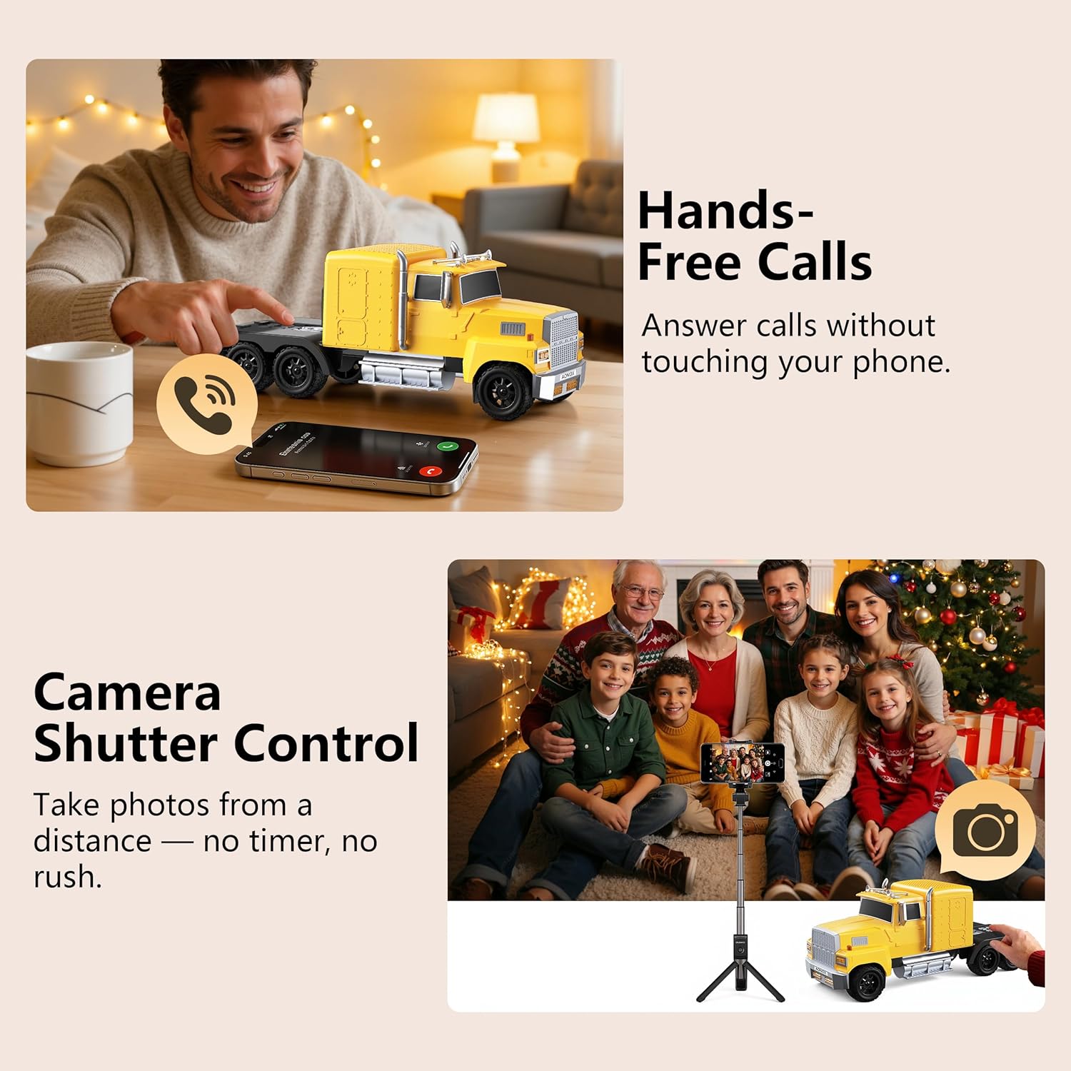 Cybertruck Bluetooth Speaker, Mini Bluetooth Car Speaker with LED Lights, FM Radio, USB TF Card, TWS Stereo Sound, for Desk Gaming Outdoor, Gift for Car Lovers