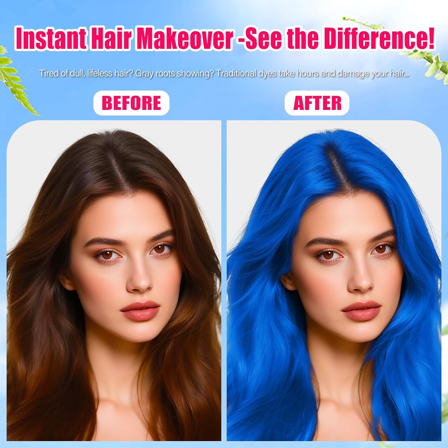 Blue Hair Spray, Temporary Hair Color Spray for Kids, Women, Men, One-Day Temporary Blue Hair Dye, Washable Hair Wax Color, Natural Hair Strong Style for World Cup 2026, Party, Cosplay (4.06 OZ)