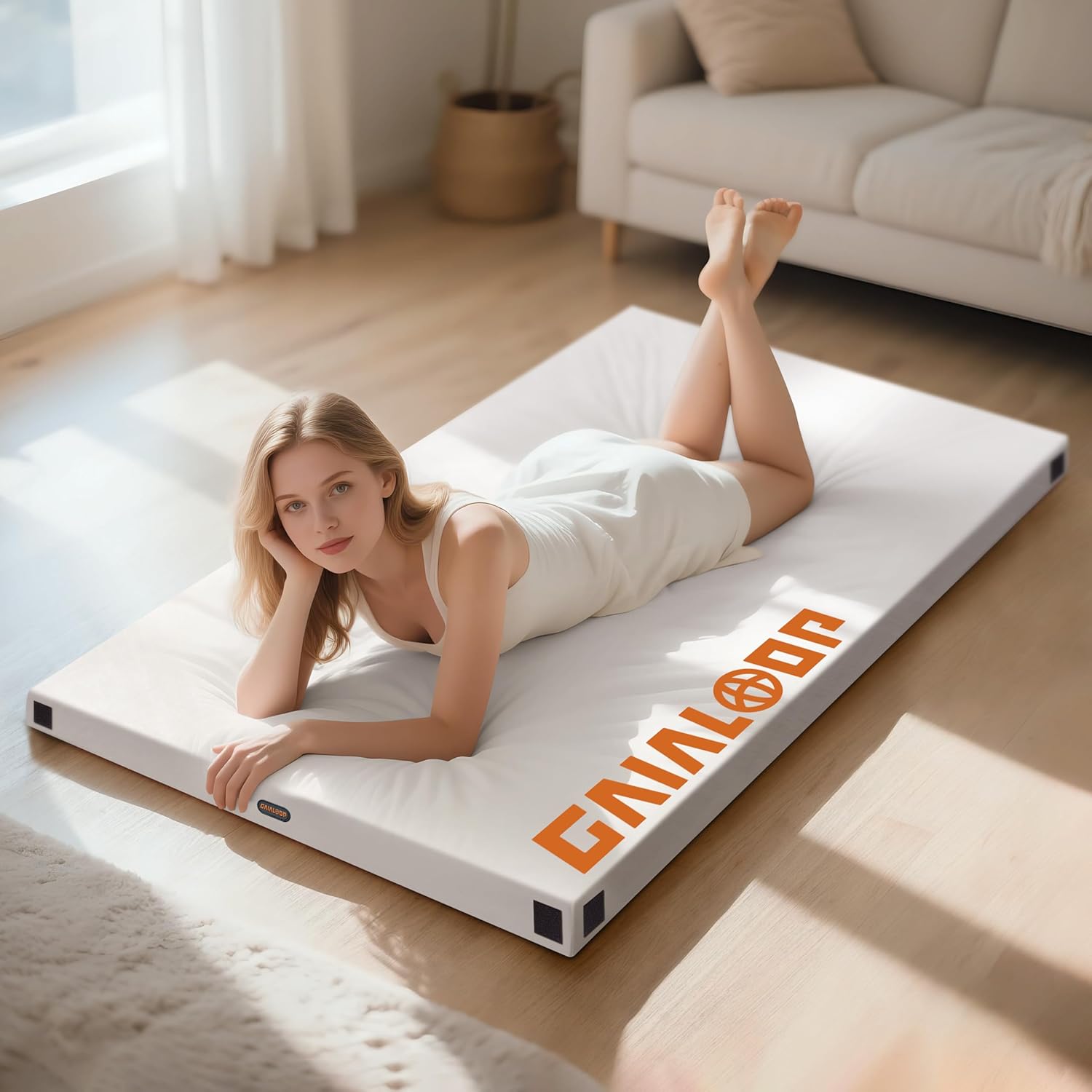Floor GAIALOOP Memory Foam Car Camping Bed Glamping Roll Up Futon Mattress, Japanese Floor Sleeping Mat Camp Cot Mattress Pad Travel Guest Side Sleepers [Twin XL: 80 * 38 * 3'']