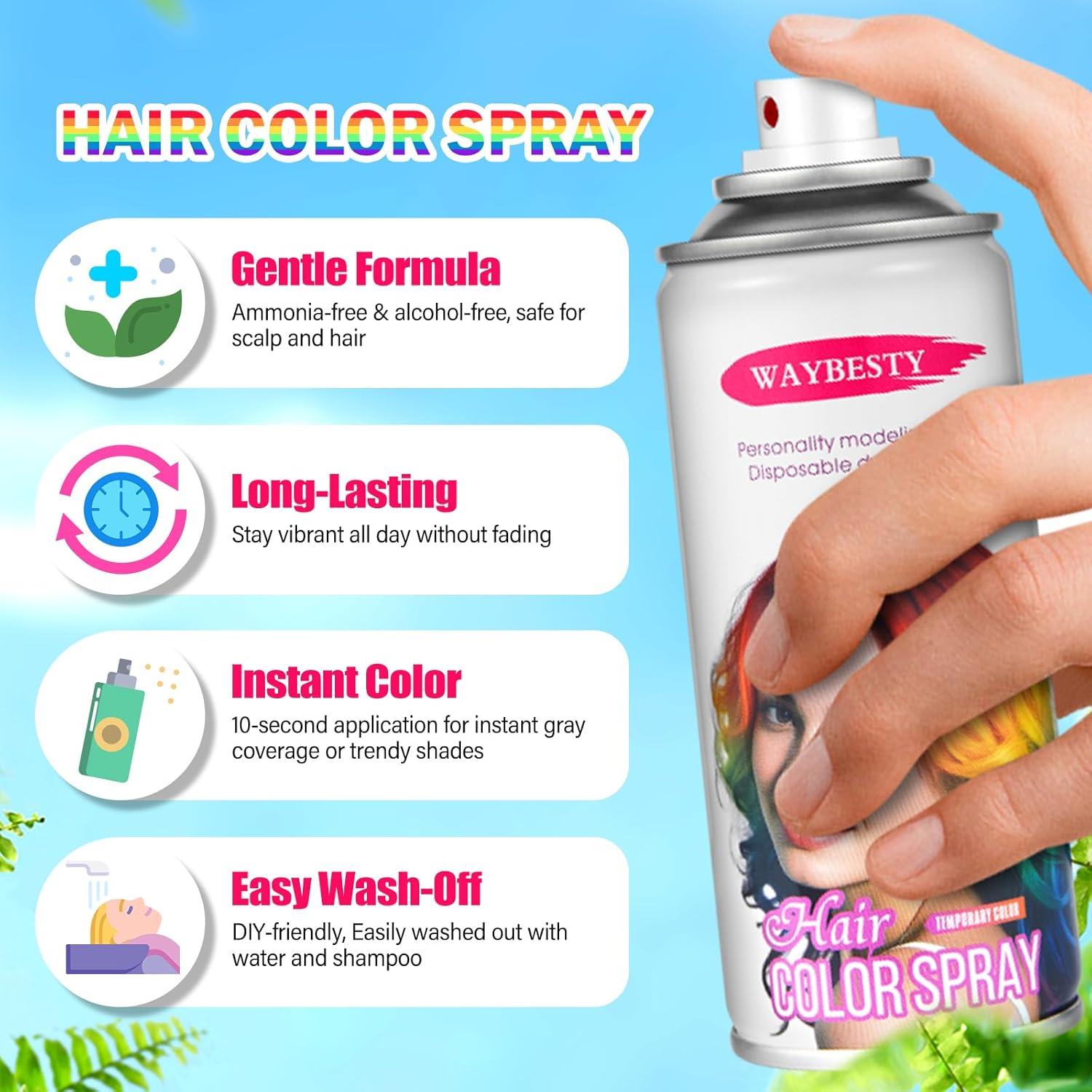 Blue Hair Spray, Temporary Hair Color Spray for Kids, Women, Men, One-Day Temporary Blue Hair Dye, Washable Hair Wax Color, Natural Hair Strong Style for World Cup 2026, Party, Cosplay (4.06 OZ)