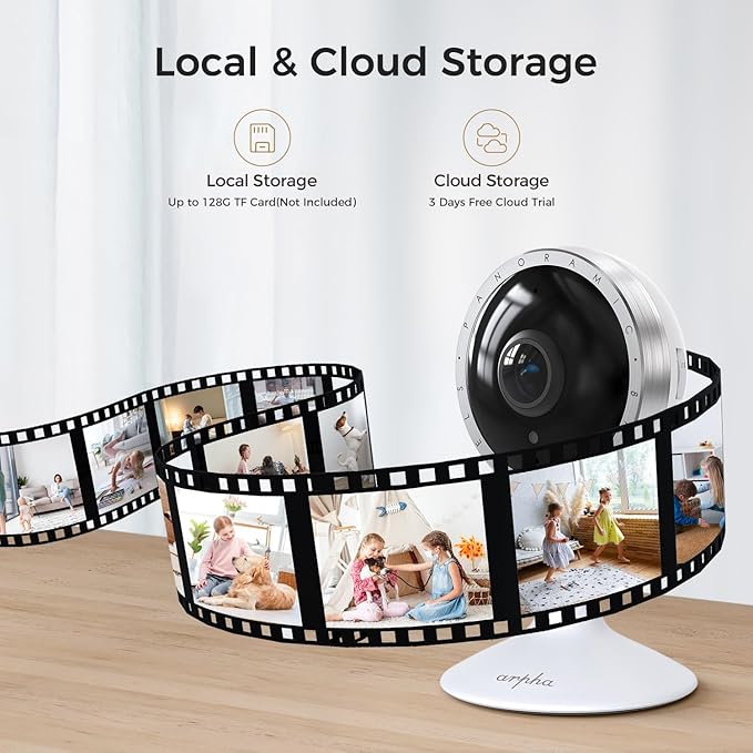ARPHA 4K Indoor Security Camera, WiFi Pet Camera for Home Security with PIR Human Detection, Sound Detection, Night Version Two-Way Talk, Support TF Card & Cloud