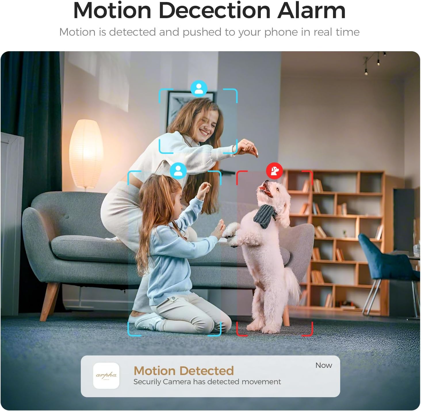 ARPHA 4K Indoor Security Camera, WiFi Pet Camera for Home Security with PIR Human Detection, Sound Detection, Night Version Two-Way Talk, Support TF Card & Cloud