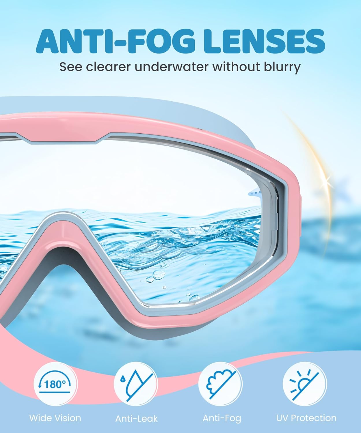 Kids Swim Goggles, 3 Pack Swimming Goggles for Kids 4-16, Anti-Fog UV Protection Pool Glasses for Boys Girls