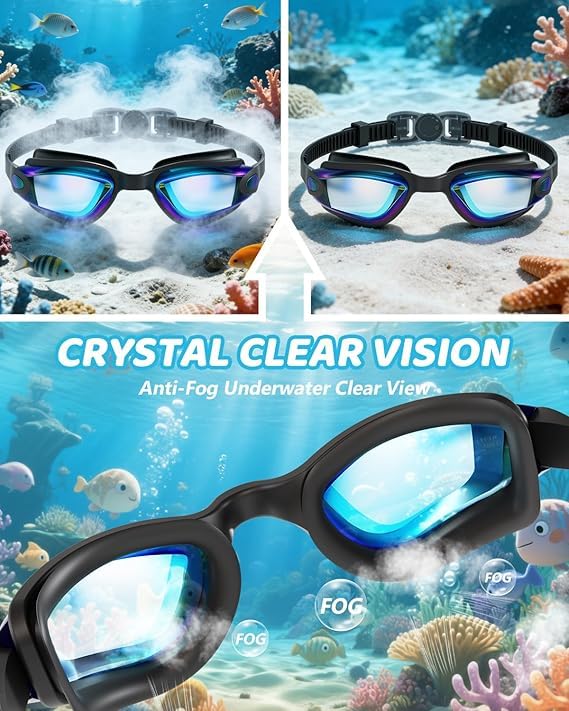 Swim Goggles for Kids 6-14, Anti-Fog UV Protection Clear Swimming Goggles, Leakproof Pool Swim Goggles for Boys Girls