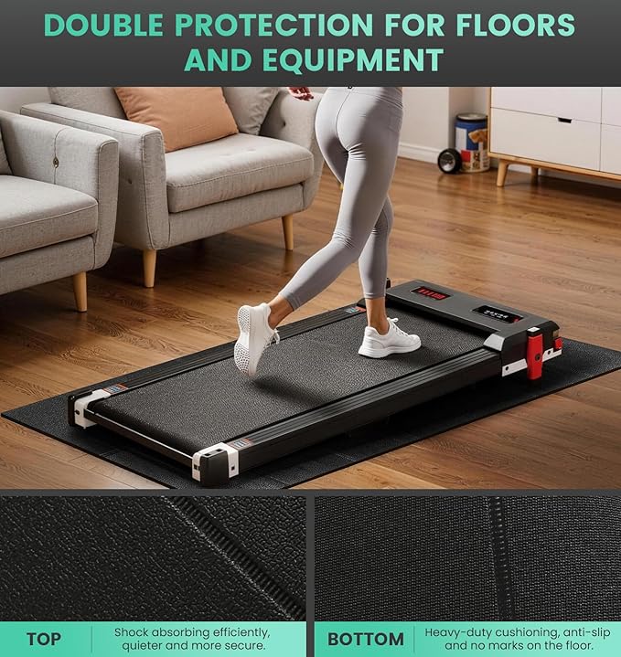 Walking Pad Mat for Carpet, 1/4" Thick Foldable Treadmill Mat for Hardwood Floors, 55"x23.6" High Density Under Walking Pad for Bike, Elliptical, Indoor Use, Floor Protection, Noise Shock Absorption