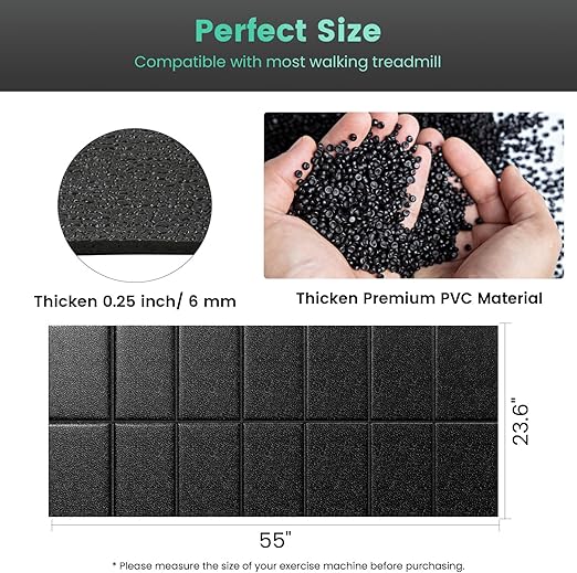 Walking Pad Mat for Carpet, 1/4" Thick Foldable Treadmill Mat for Hardwood Floors, 55"x23.6" High Density Under Walking Pad for Bike, Elliptical, Indoor Use, Floor Protection, Noise Shock Absorption