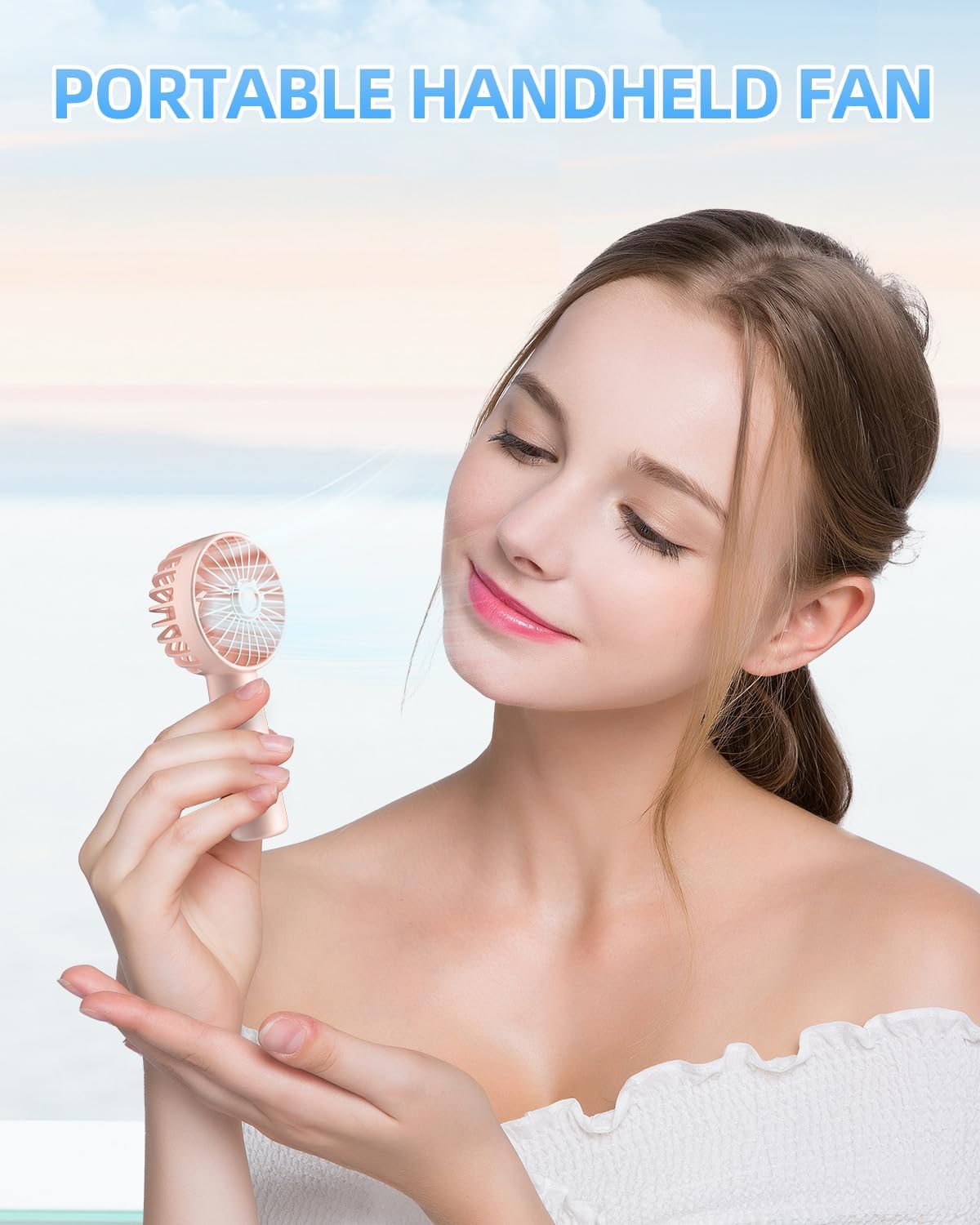 Handheld Fan, Portable Mini Fan 3 Speeds, 1800mAh Personal Small Hand Fans Battery Operated for Makeup Eyelash, USB Rechargeable, Travel Gifts for Stylish Girls Women Kids