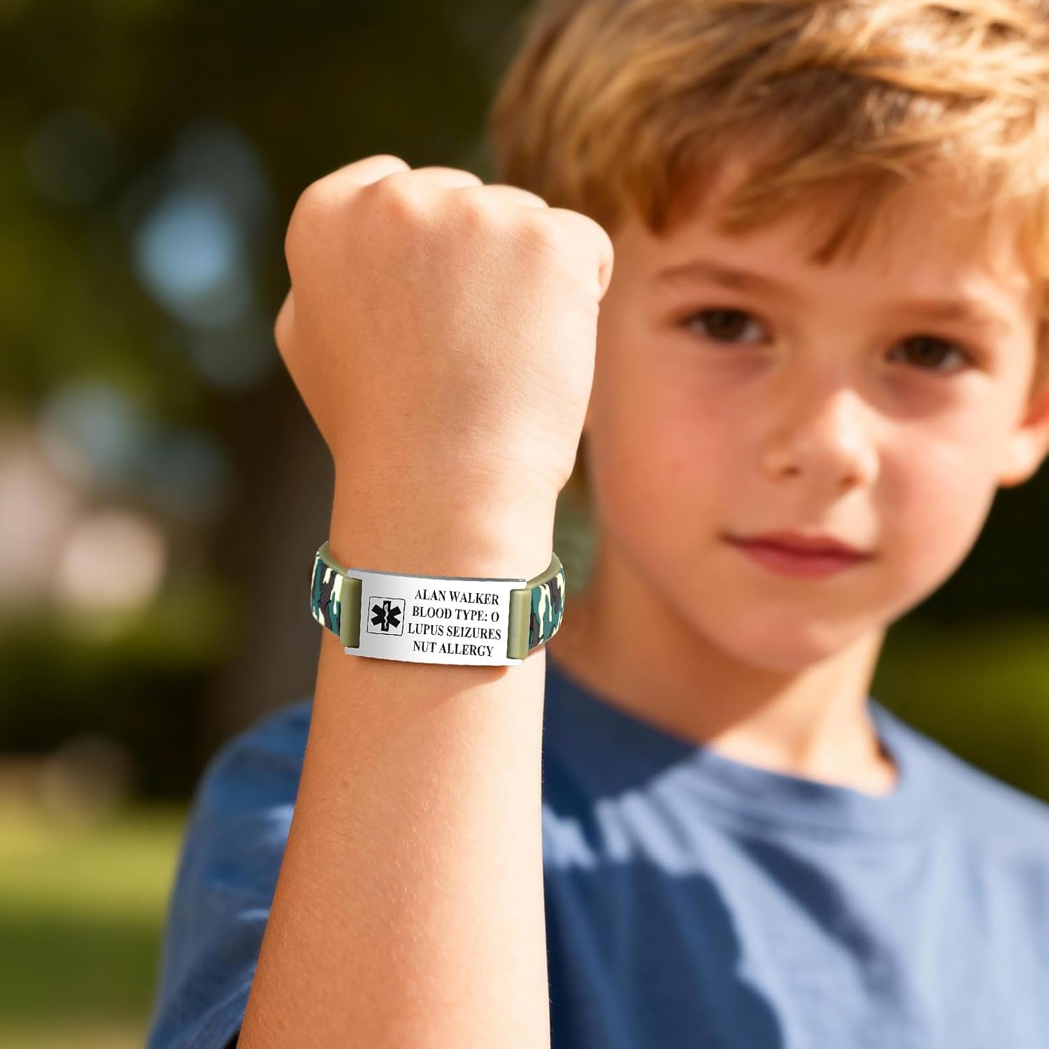 Gamtic Personalized Medical Alert Bracelet for Kids Customized Children Silicone Stainless Steel Bracelets Waterproof Engraved Bracelet Cute Safety ID Wristband for Toddler,Child,Daughter,Son