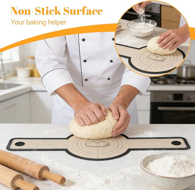 Silicone Baking Mat For Dutch Oven,2 Pcs Sourdough Silicone Bread Sling,Non-Stick Bread Mat,Bread Silicone Baking Sling With Long Handles For Bread Oven