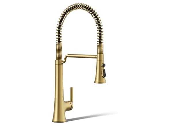 KOHLER 23765-2MB Tone Semi Professional Kitchen Sink Faucet, Pre-Rinse Kitchen Faucet, Commercial Faucet, Vibrant Brushed Moderne Brass