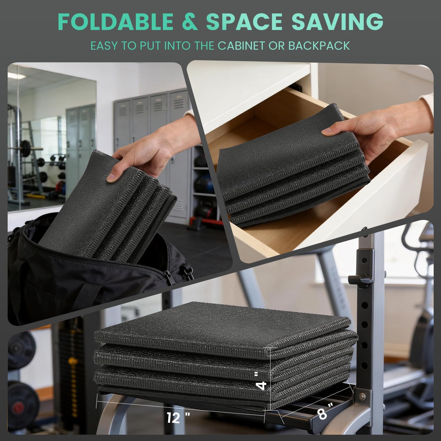 Walking Pad Mat for Carpet, 1/4" Thick Foldable Treadmill Mat for Hardwood Floors, 55"x23.6" High Density Under Walking Pad for Bike, Elliptical, Indoor Use, Floor Protection, Noise Shock Absorption