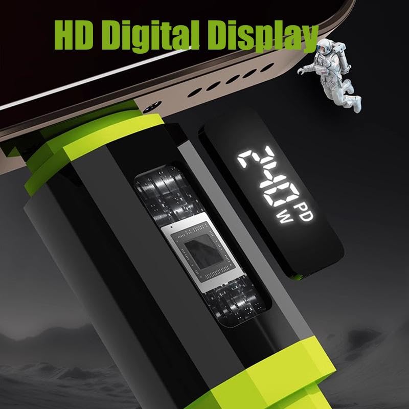 USB C Cable, 240W 4.92FT 6A Fast Charging USB C Charger Cable with LED Display, Zinc Alloy Silicone USB C to USB C Cable for iPhone 16/Pro/Plus/Pro Max, MacBook, iPad Pro, Galaxy S24/S23