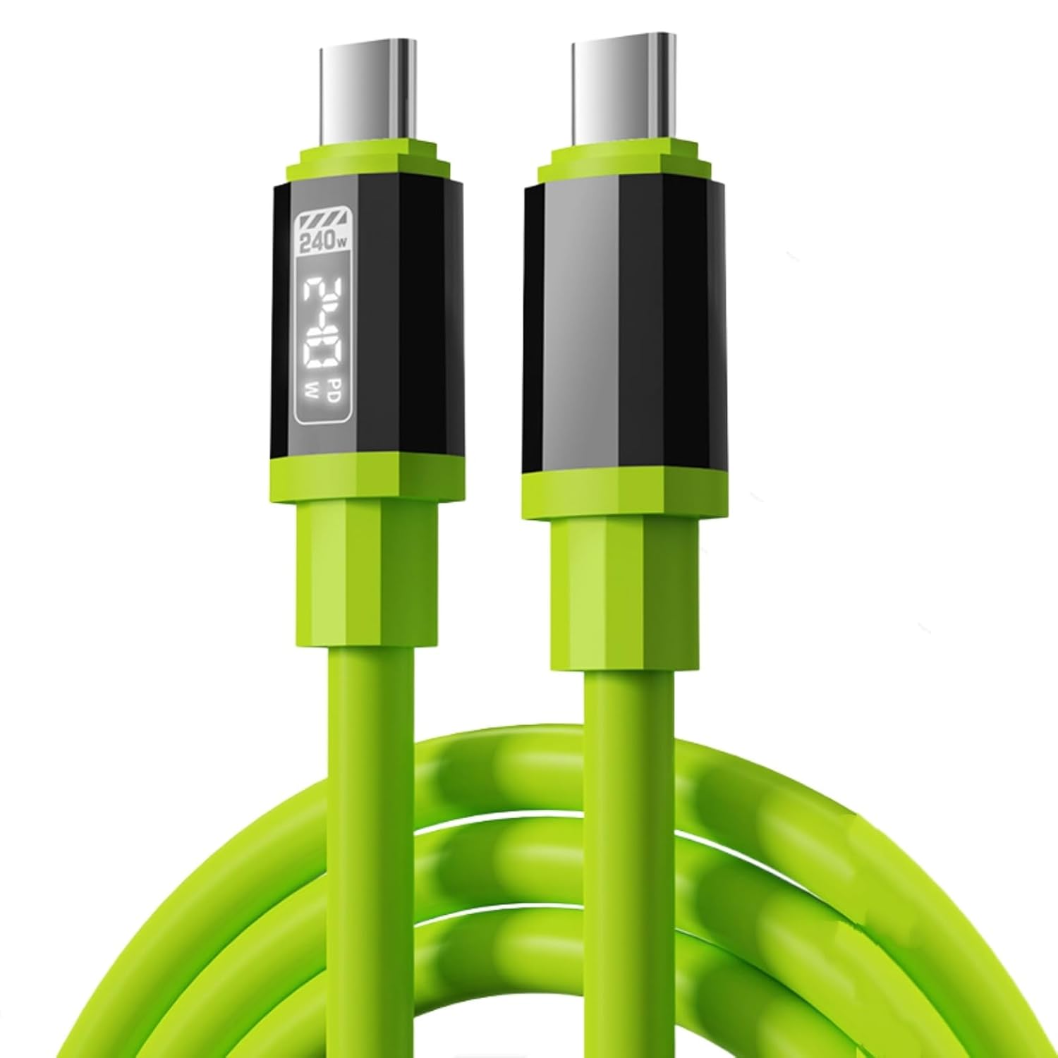 USB C Cable, 240W 4.92FT 6A Fast Charging USB C Charger Cable with LED Display, Zinc Alloy Silicone USB C to USB C Cable for iPhone 16/Pro/Plus/Pro Max, MacBook, iPad Pro, Galaxy S24/S23