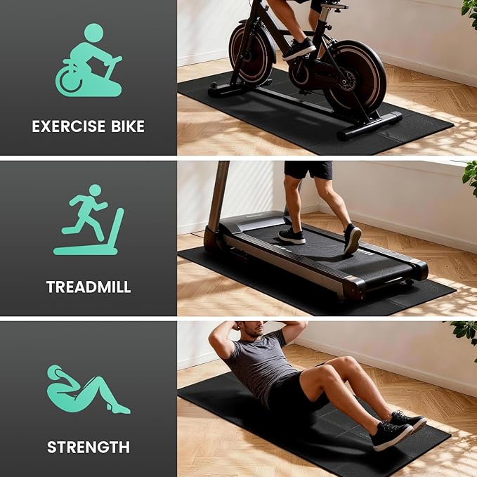 Walking Pad Mat for Carpet, 1/4" Thick Foldable Treadmill Mat for Hardwood Floors, 55"x23.6" High Density Under Walking Pad for Bike, Elliptical, Indoor Use, Floor Protection, Noise Shock Absorption