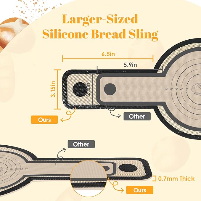 Silicone Baking Mat For Dutch Oven,2 Pcs Sourdough Silicone Bread Sling,Non-Stick Bread Mat,Bread Silicone Baking Sling With Long Handles For Bread Oven