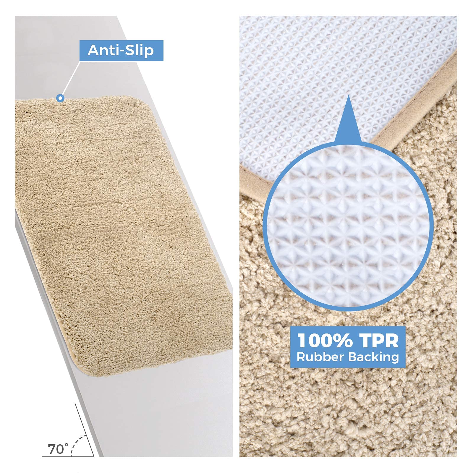 改Lifewit Bathroom Rug Bath Mat Plush Microfiber Non-Slip Soft Shower Rug Water Absorbent Thick Shaggy Floor Mat, Machine Washable, 32"" x20, Black