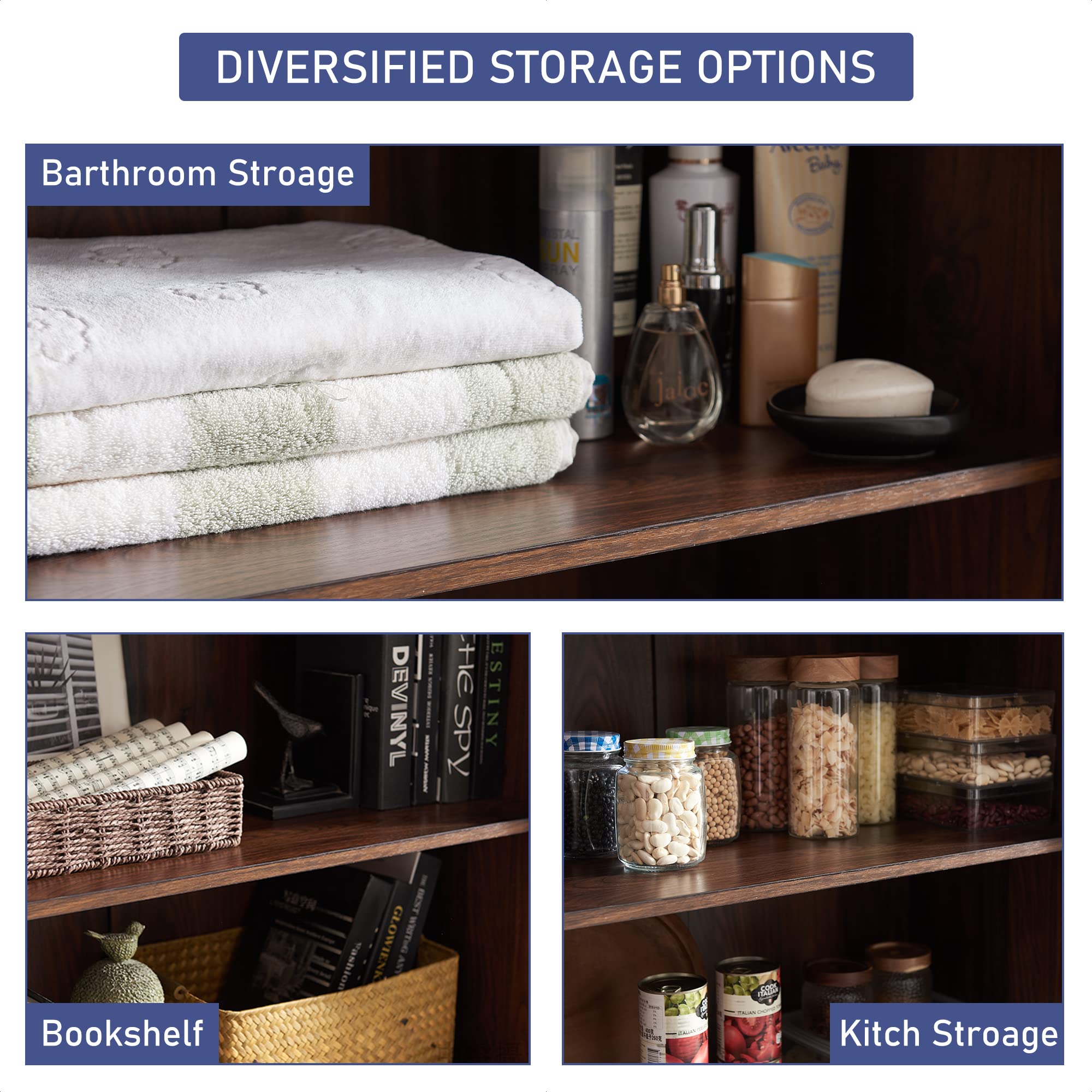 改JXQTLINGMU Farmhouse Kitchen Pantry Cabinet - 72" Tall Wood Kitchen Storage Cabinets with Adjustable Shelves &amp; 2 Barn Doors &amp; Drawer, Versatile Storage for Dining Room, Bathroom, Antique White