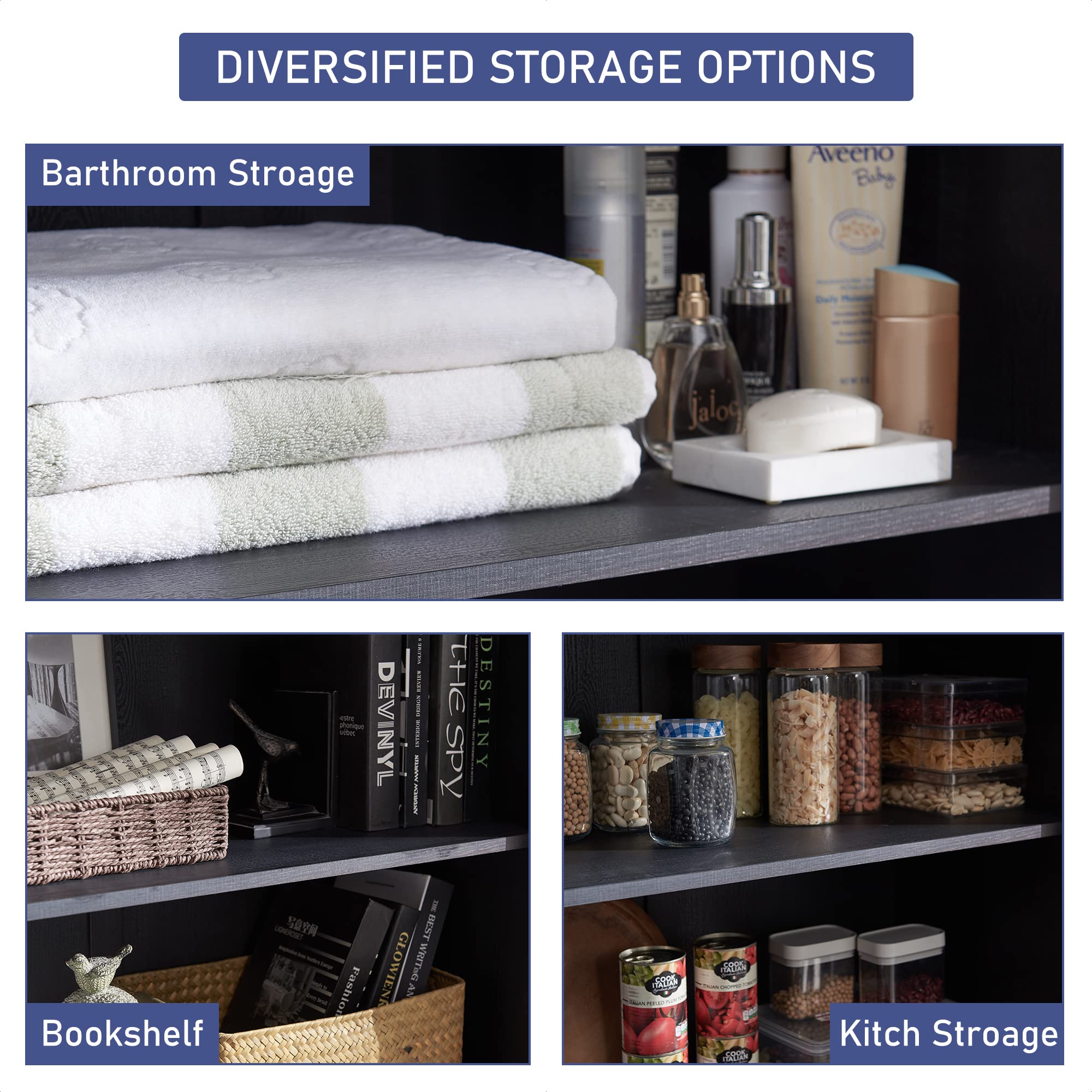 Farmhouse Kitchen Pantry Cabinet - 72" Tall Wood Kitchen Storage Cabinets with Adjustable Shelves & 2 Barn Doors & Drawer, Versatile Storage for Dining Room, Bathroom
