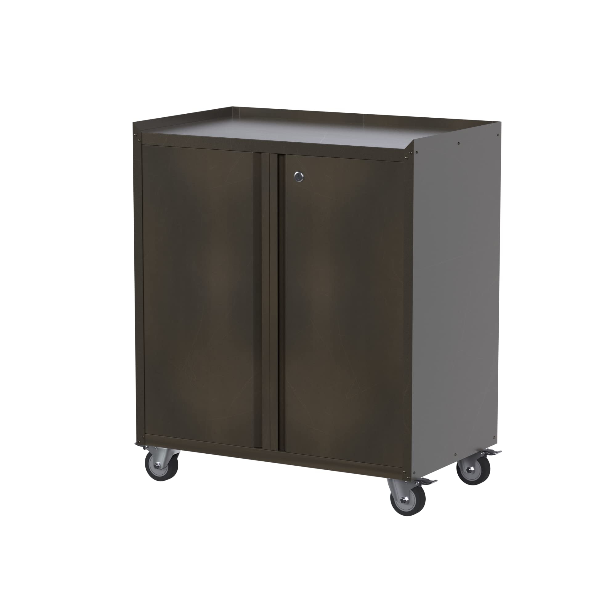Garage Storage Cabinet with Wheels,72" Metal Storage Cabinet with 2 Doors and 4 Adjustable Shelves, Lockable Rolling Cabinet,Home Office Metal Utility Cabinet for Garage,Assembly Required