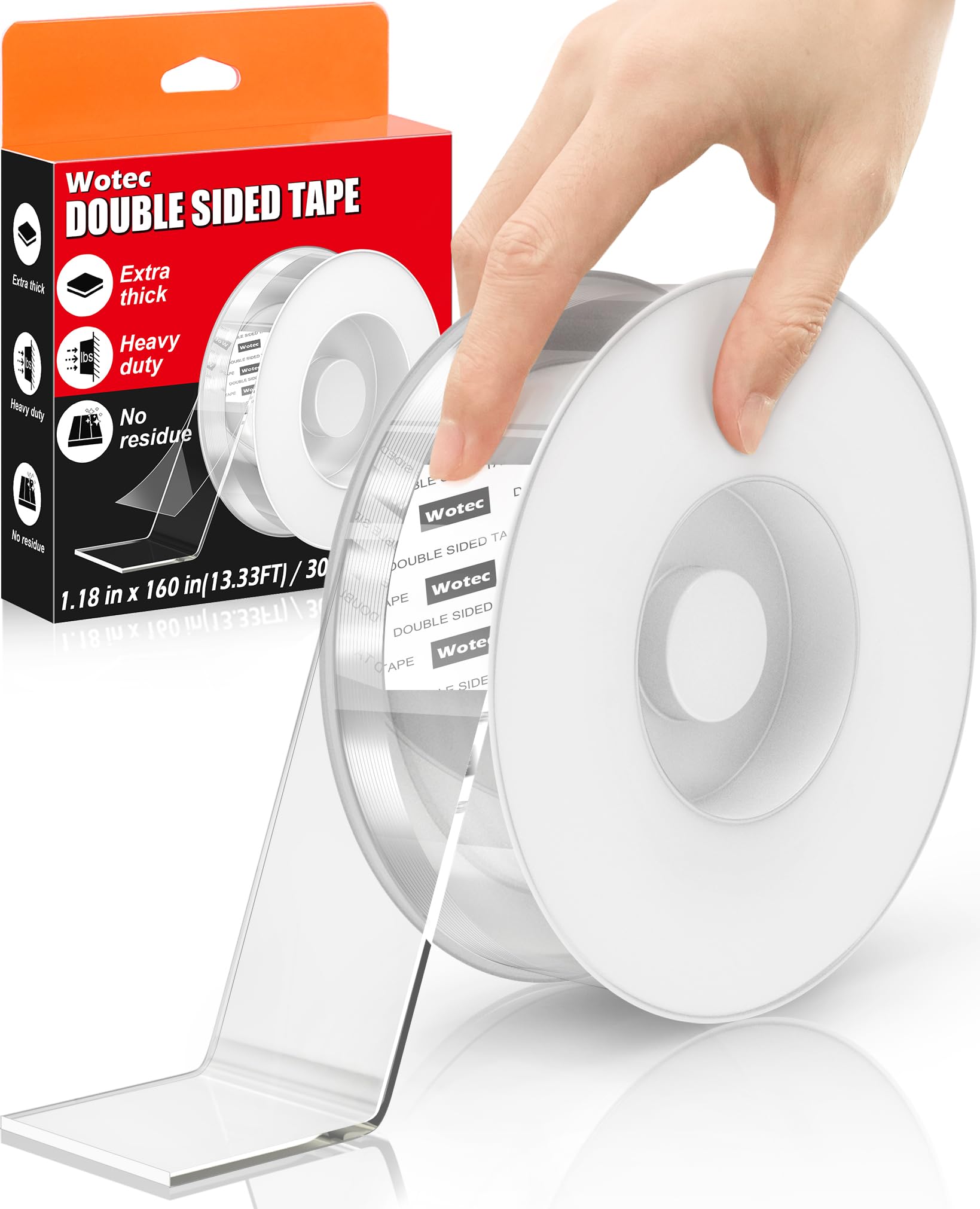 NULTAT Strong Double Sided Tape Heavy Duty, Nano Reusable, Removable, Washable Double Stick Tape for Wall, Multipurpose Clear Adhesive High Temperature Tape 1.18" x 120" (10 Feet)