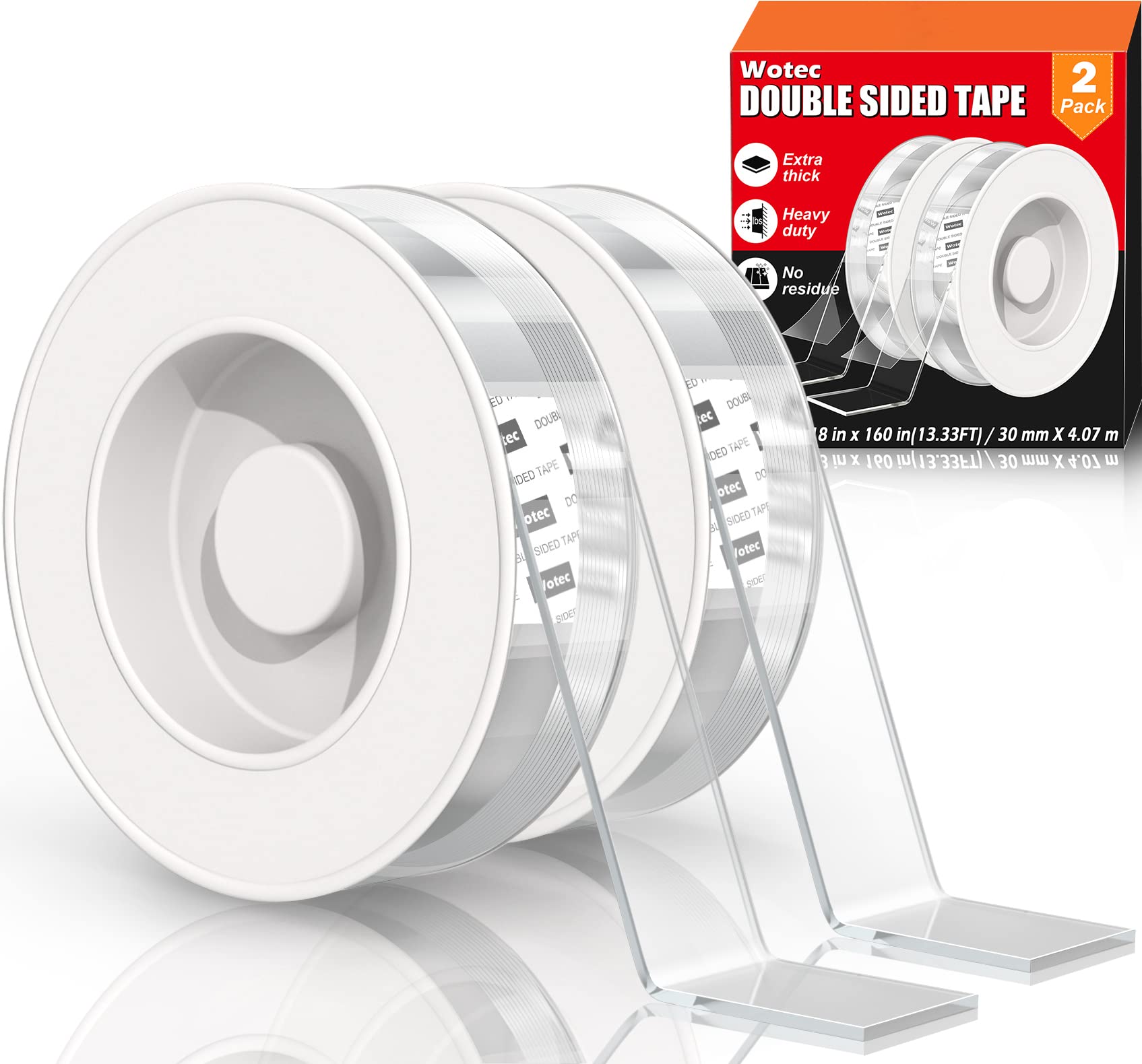 NULTAT Strong Double Sided Tape Heavy Duty, Nano Reusable, Removable, Washable Double Stick Tape for Wall, Multipurpose Clear Adhesive High Temperature Tape 1.18" x 120" (10 Feet)
