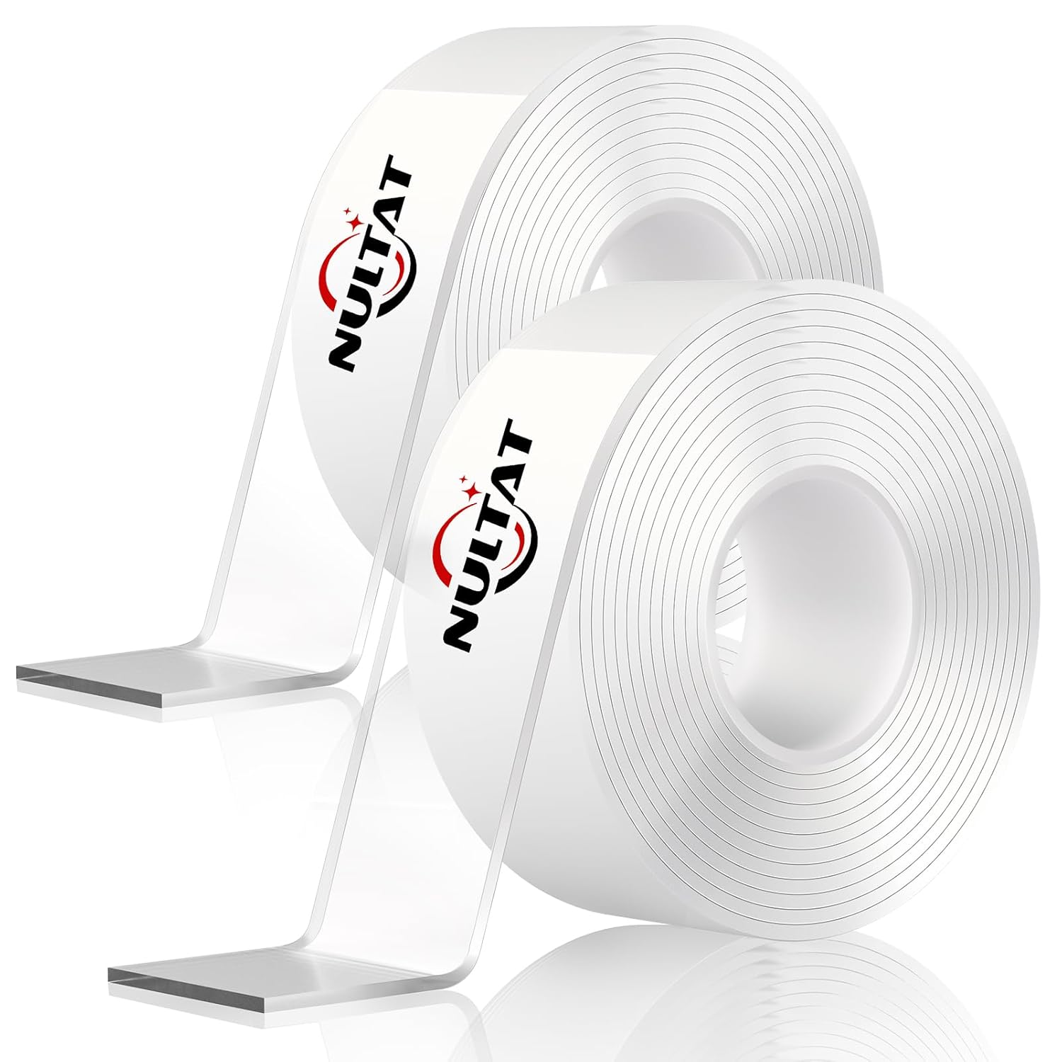 NULTAT Strong Double Sided Tape Heavy Duty, Nano Reusable, Removable, Washable Double Stick Tape for Wall, Multipurpose Clear Adhesive High Temperature Tape 1.18" x 120" (10 Feet)