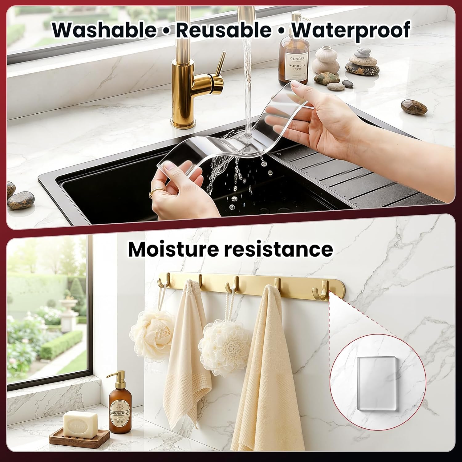 NULTAT Strong Double Sided Tape Heavy Duty, Nano Reusable, Removable, Washable Double Stick Tape for Wall, Multipurpose Clear Adhesive High Temperature Tape 1.18" x 120" (10 Feet)
