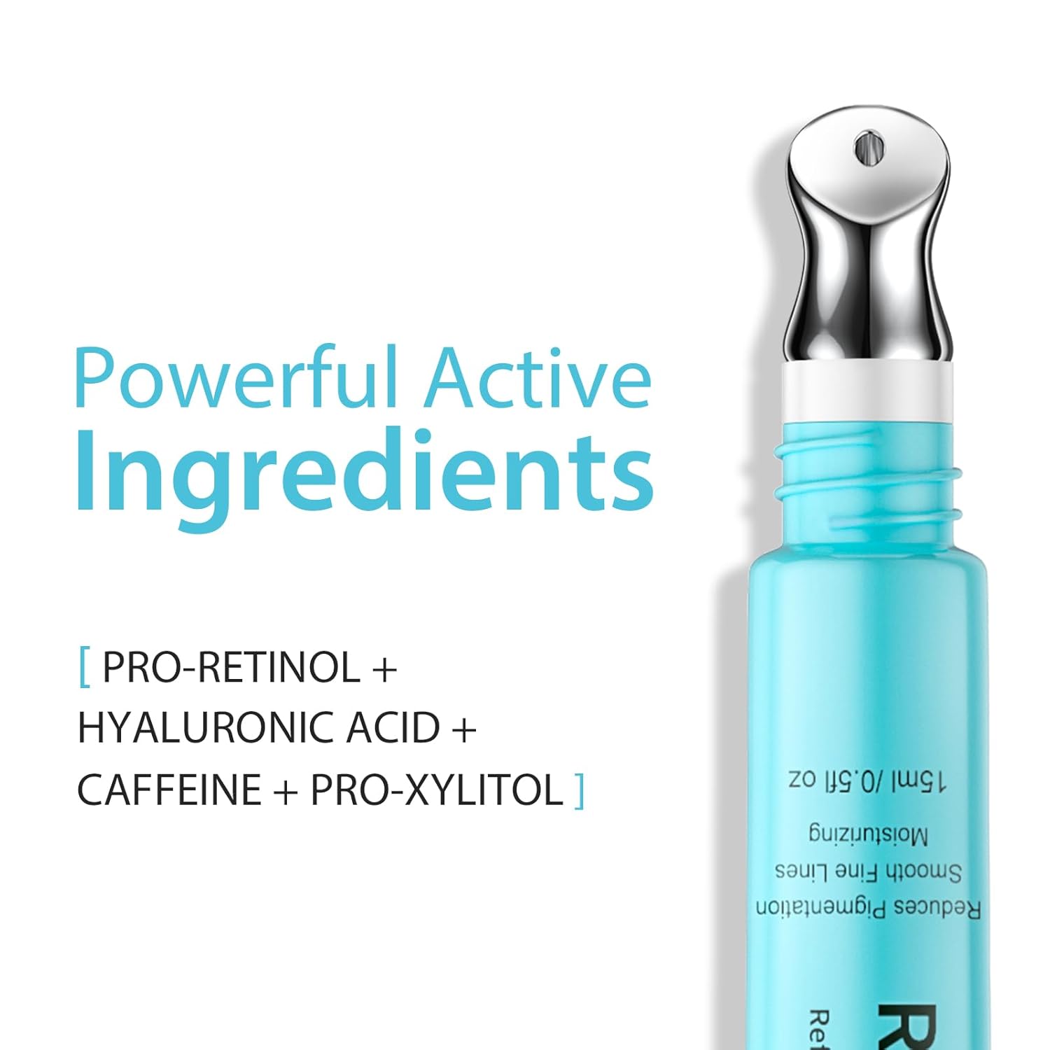 SEACLL Retinol Eye Cream, Vitamin C & Caffeine, Cooling Metal Tip for Puffiness, Reduces Fine Lines & Dark Circles Eye Serum, Fragrance-Free Paraben-Free Dye-Free, 15ml Portable