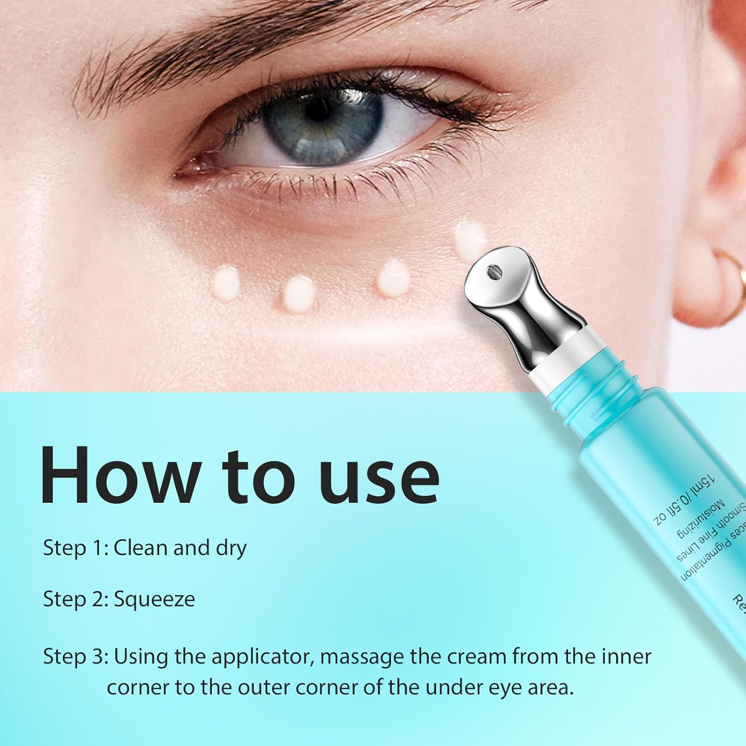 SEACLL Retinol Eye Cream, Vitamin C & Caffeine, Cooling Metal Tip for Puffiness, Reduces Fine Lines & Dark Circles Eye Serum, Fragrance-Free Paraben-Free Dye-Free, 15ml Portable