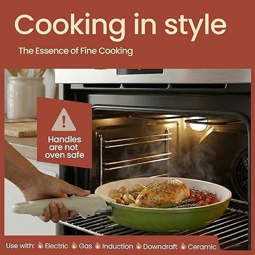 Pots and Pans Set Non Stick Ceramic-Granite – 14-Piece Cookware with Detachable Handles, Stackable Space-Saving, Dishwasher Safe, Stain-resistant, Oven & All-Stove Safe, Tempered Glass Lids, Green