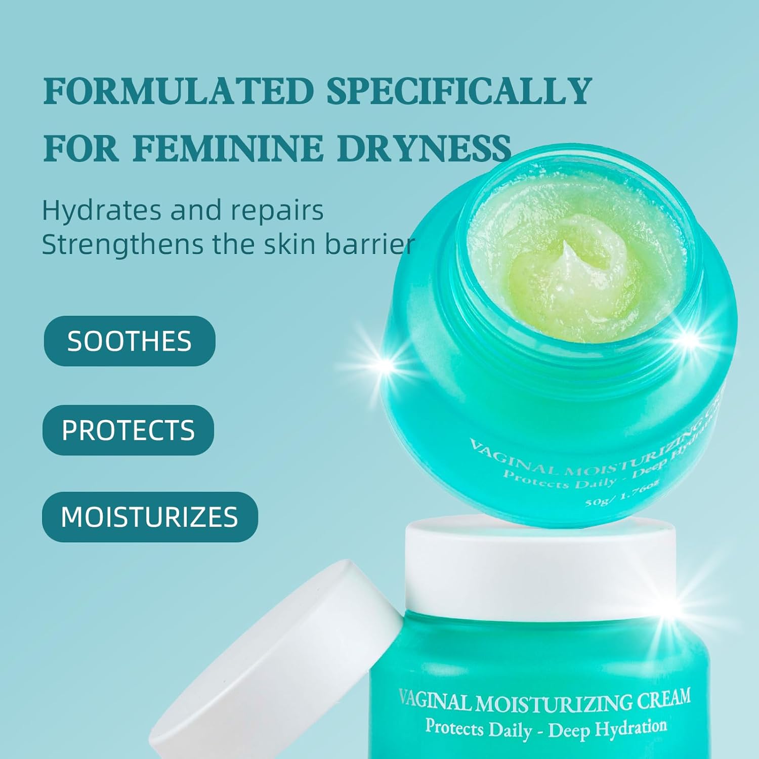 Natural Vaginal Moisturizer Cream, Vulva Balm for Dryness, Itching, Redness and Irritation, Organic Vulva Cream for Menopause Support, No Fragrance, 1.76 oz