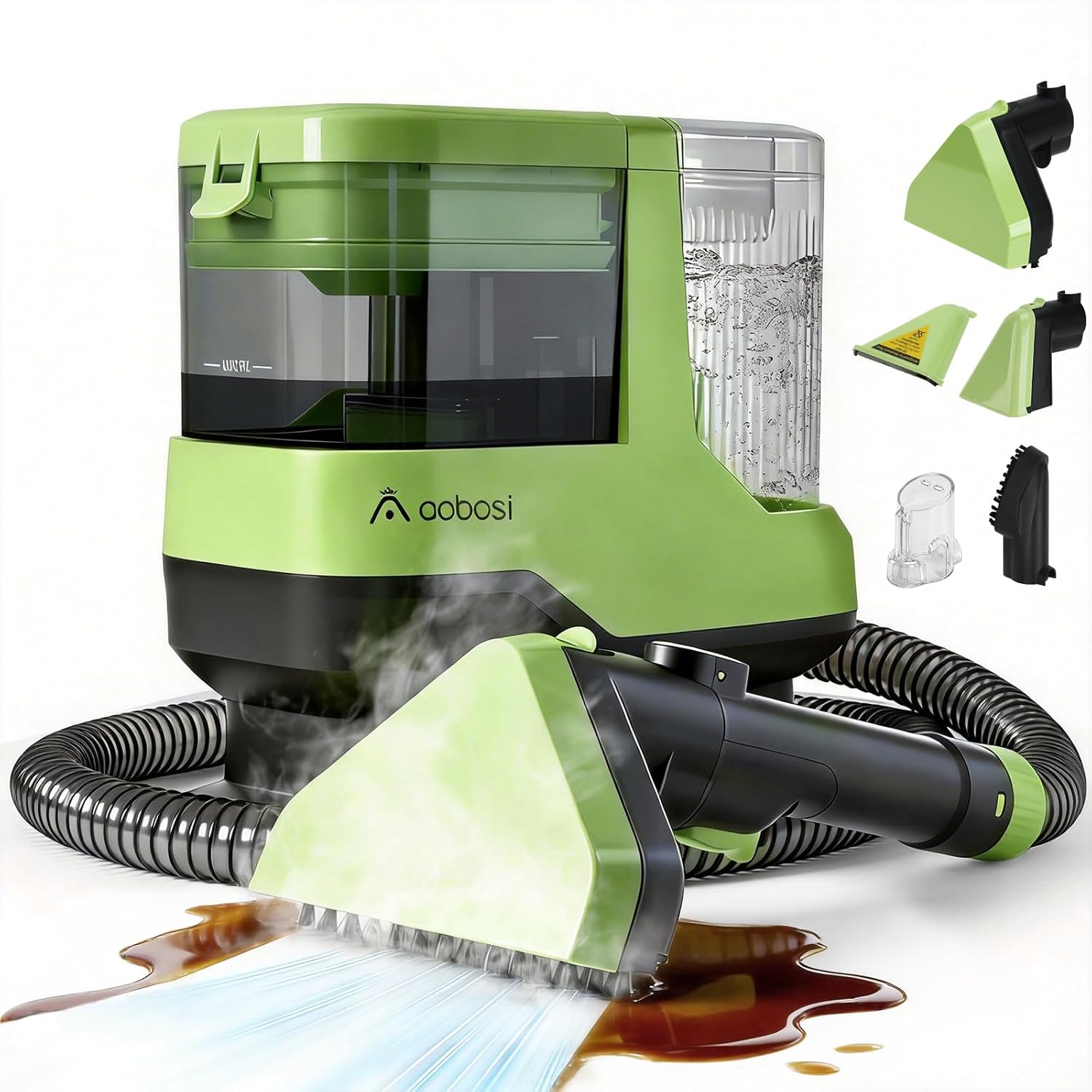 AAOBOSI C688 Green-Portable Carpet Steam Cleaner-Canister Steam Cleaner for Carpet-Upholstery Pets