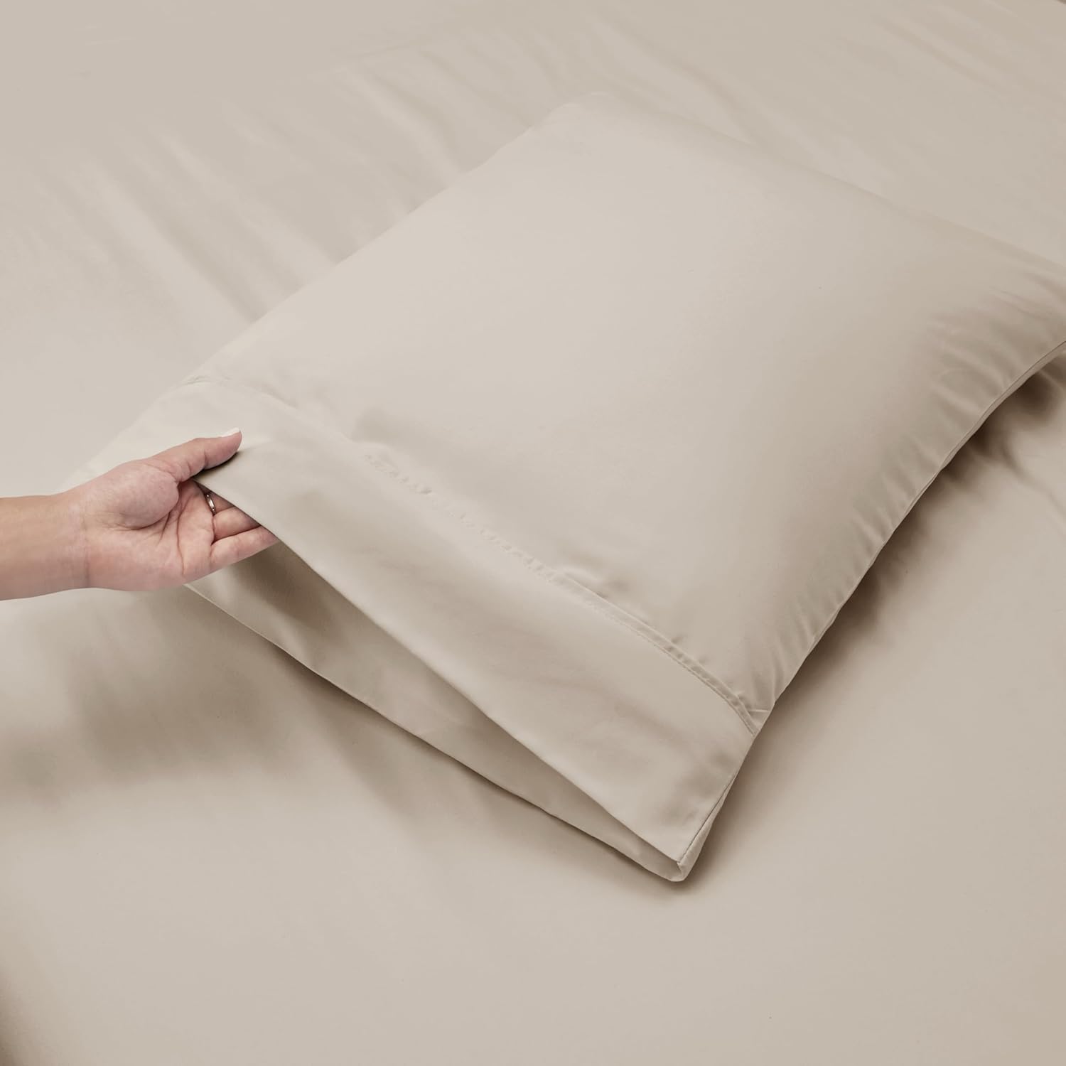Hearth &amp; Harbor Extra Deep Pocket Sheet Sets, Luxury Soft 6 Piece Bed Sheet Set Fits Mattress 18-24 Inches - King, Linen