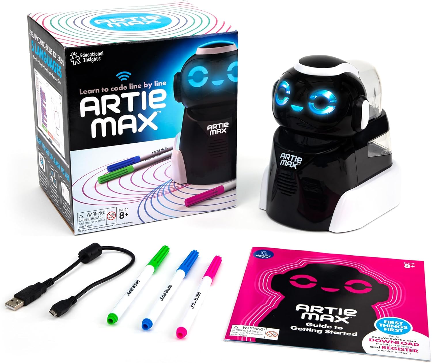 Educational Insights Artie Max the Coding & Drawing Robot - STEM Robot Toys & Coding for Kids, Learn Programming and Robotics, Programmable Interactive Toy for Boys and Girls Ages 8+