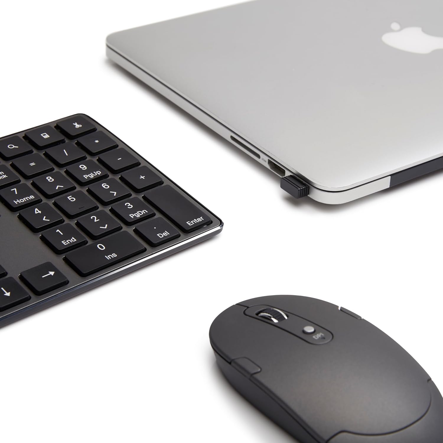 Amazon Basics Ultra Premium Wireless Keyboard and Mouse Combo, Rechargeable, Full-Size with Number Pad, Sleek Design, Plug and Play, Quiet Typing, 2.4GHz USB Receiver, Black