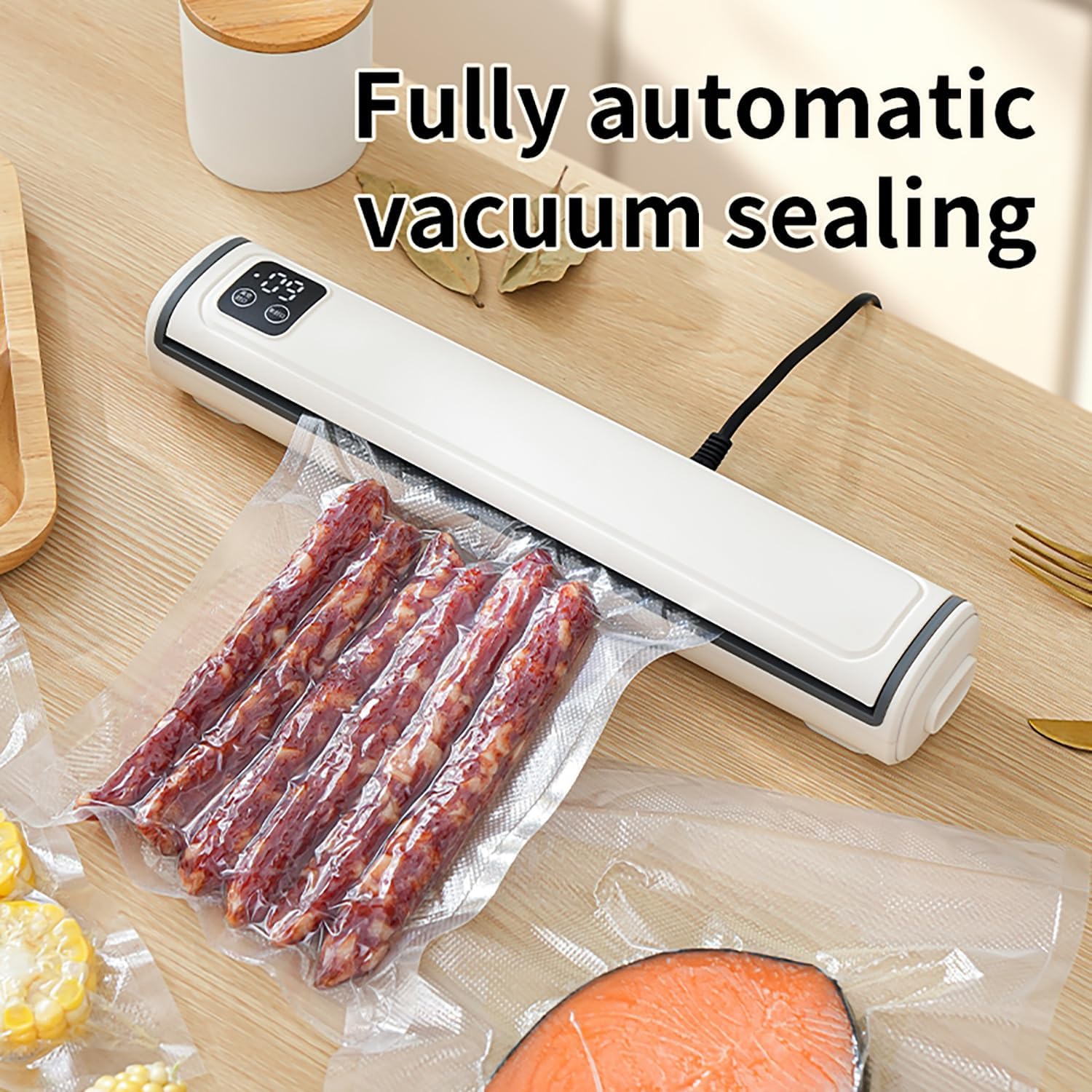 Vacuum Sealer Machine | Compact Design | One-Touch Automatic | Seal in 10-20 Seconds | Dry, Moist, Wet, and Cold Modes | With 10 Vacuum Bags & Built-in Cutter