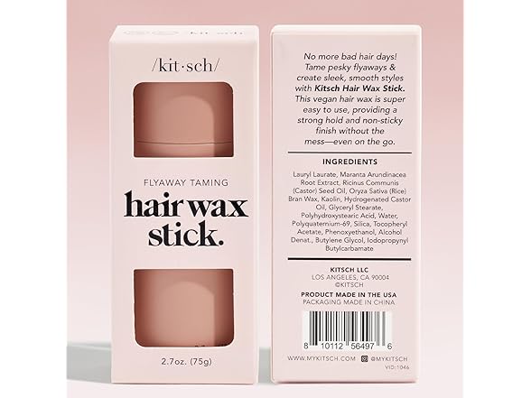 Kitsch Hair Wax Stick for Women & Men - Anti-Frizz and Fly Away Hair Tamer, No Residue Hair Finishing Stick | All Day Hold Styling Product - 2.7 oz