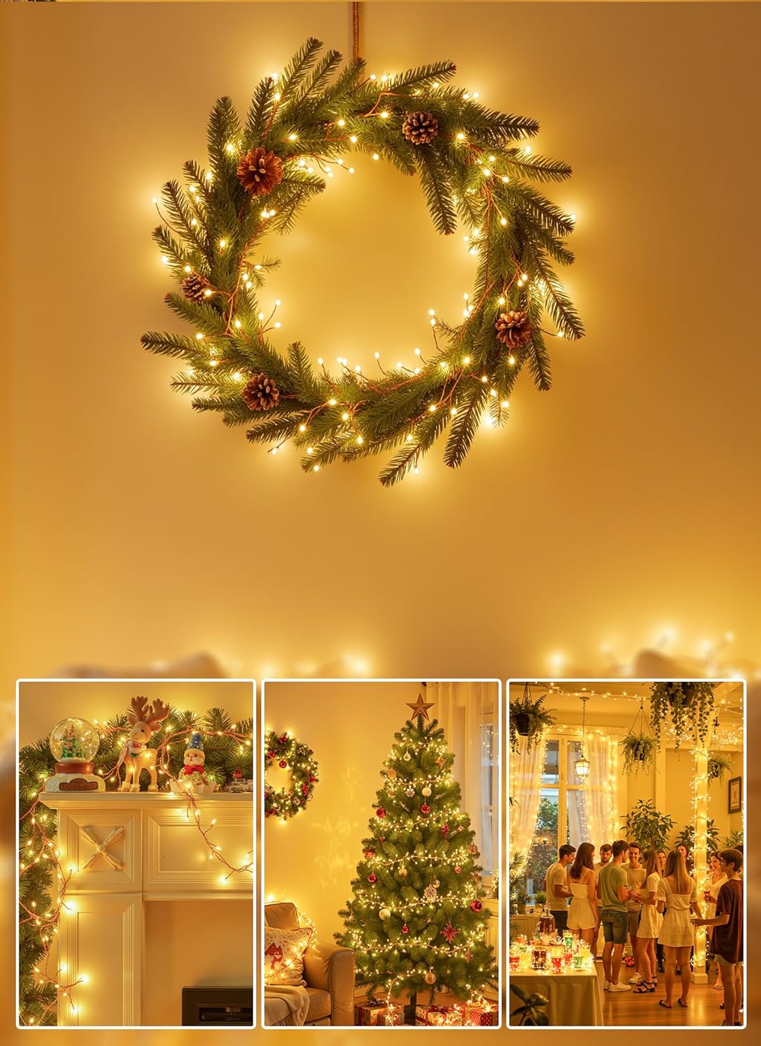 Brightown Fairy Lights Battery Operated, 10Ft 120 LED Firecracker String Lights, Waterproof Silver Wire Starry Firefly Light for DIY Wreath Wedding Indoor Outdoor Christmas Garden Decorations