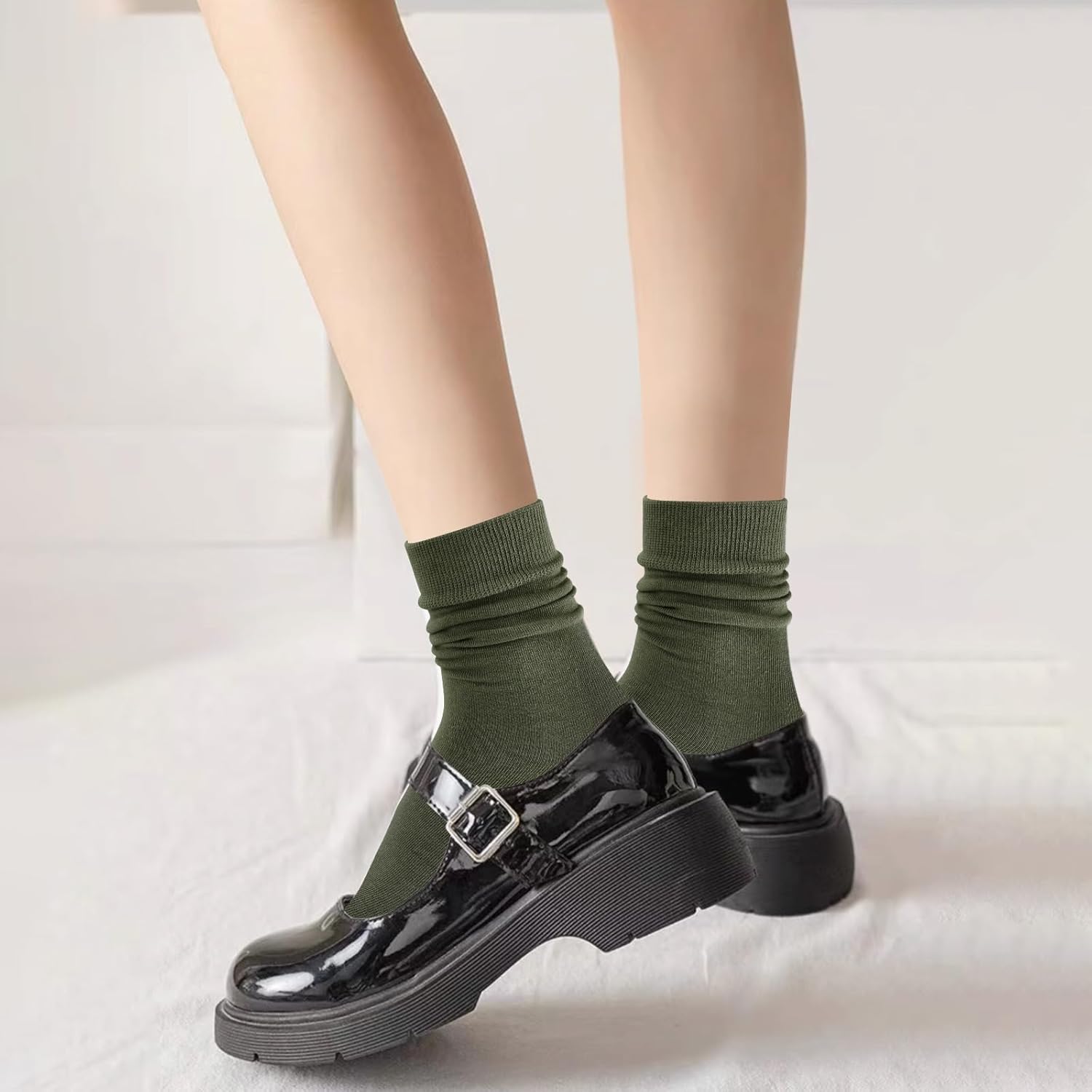 MORECOO 6 Pairs Socks for Women, Cute Ruffle Frilly Ankle Socks, Cotton Lace Crew Socks for Mary Jane Shoes, 6 Pack
