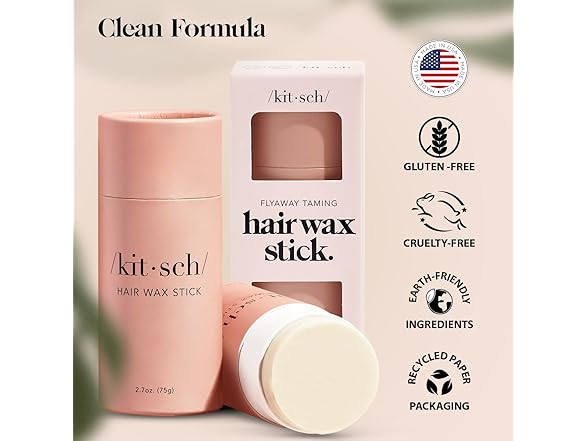 Kitsch Hair Wax Stick for Women & Men - Anti-Frizz and Fly Away Hair Tamer, No Residue Hair Finishing Stick | All Day Hold Styling Product - 2.7 oz