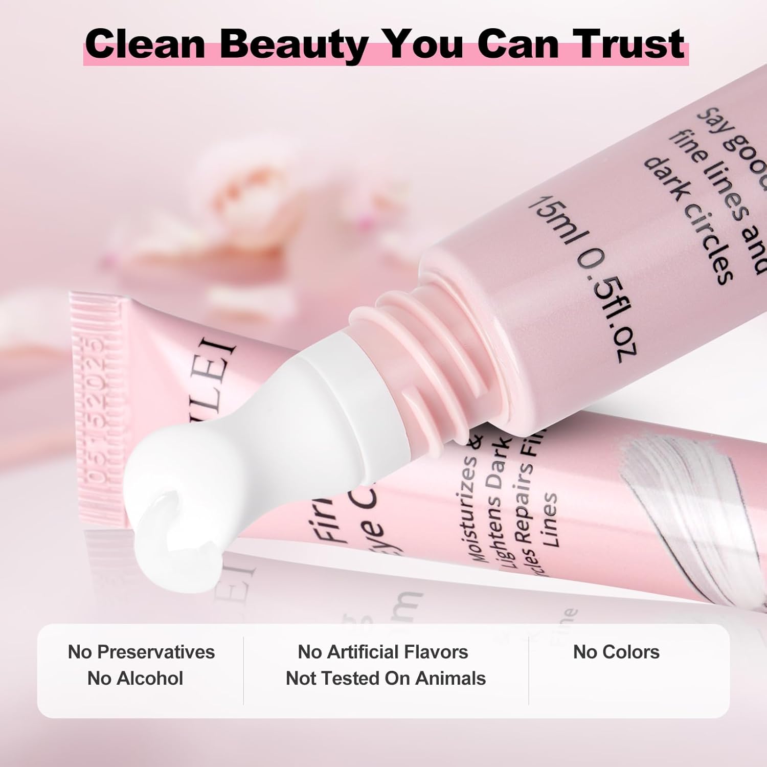 Hyaluronic Acid Firming Eye Cream, Daily Eye Treatment Cream, Unde Eye Cream for Dark Circles & Wrinkles, Anti-Aging & 24H Hydration, 0.5 oz