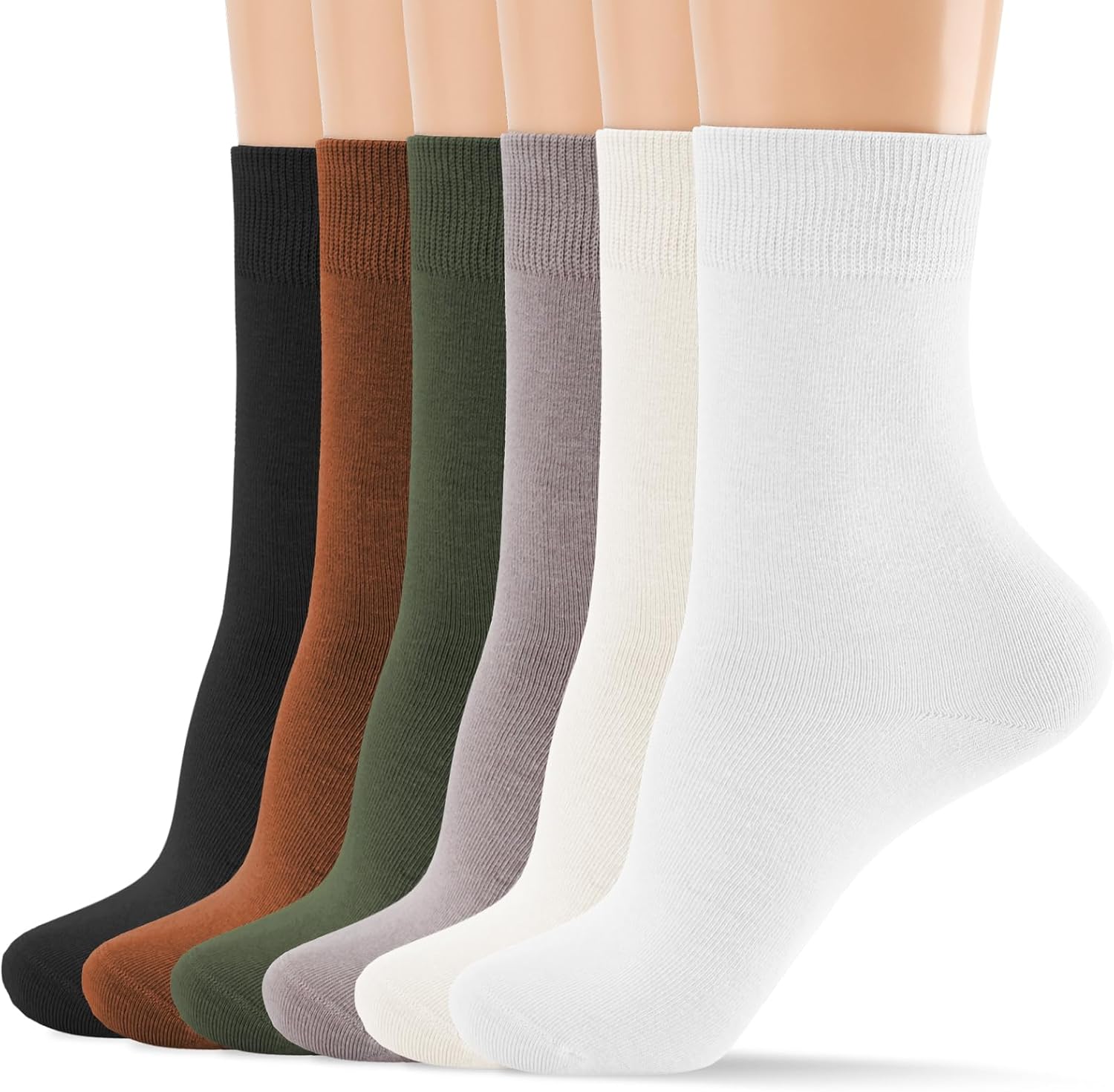 MORECOO 6 Pairs Socks for Women, Cute Ruffle Frilly Ankle Socks, Cotton Lace Crew Socks for Mary Jane Shoes, 6 Pack