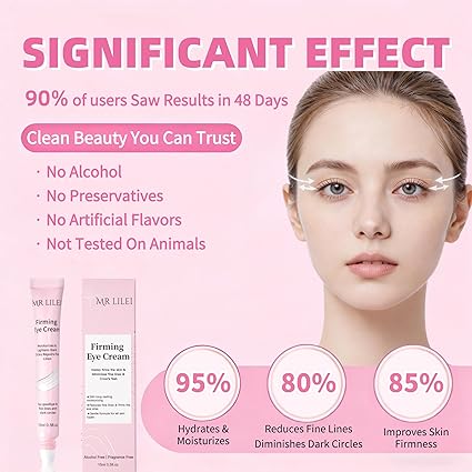 Hyaluronic Acid Firming Eye Cream, Daily Eye Treatment Cream, Unde Eye Cream for Dark Circles & Wrinkles, Anti-Aging & 24H Hydration, 0.5 oz